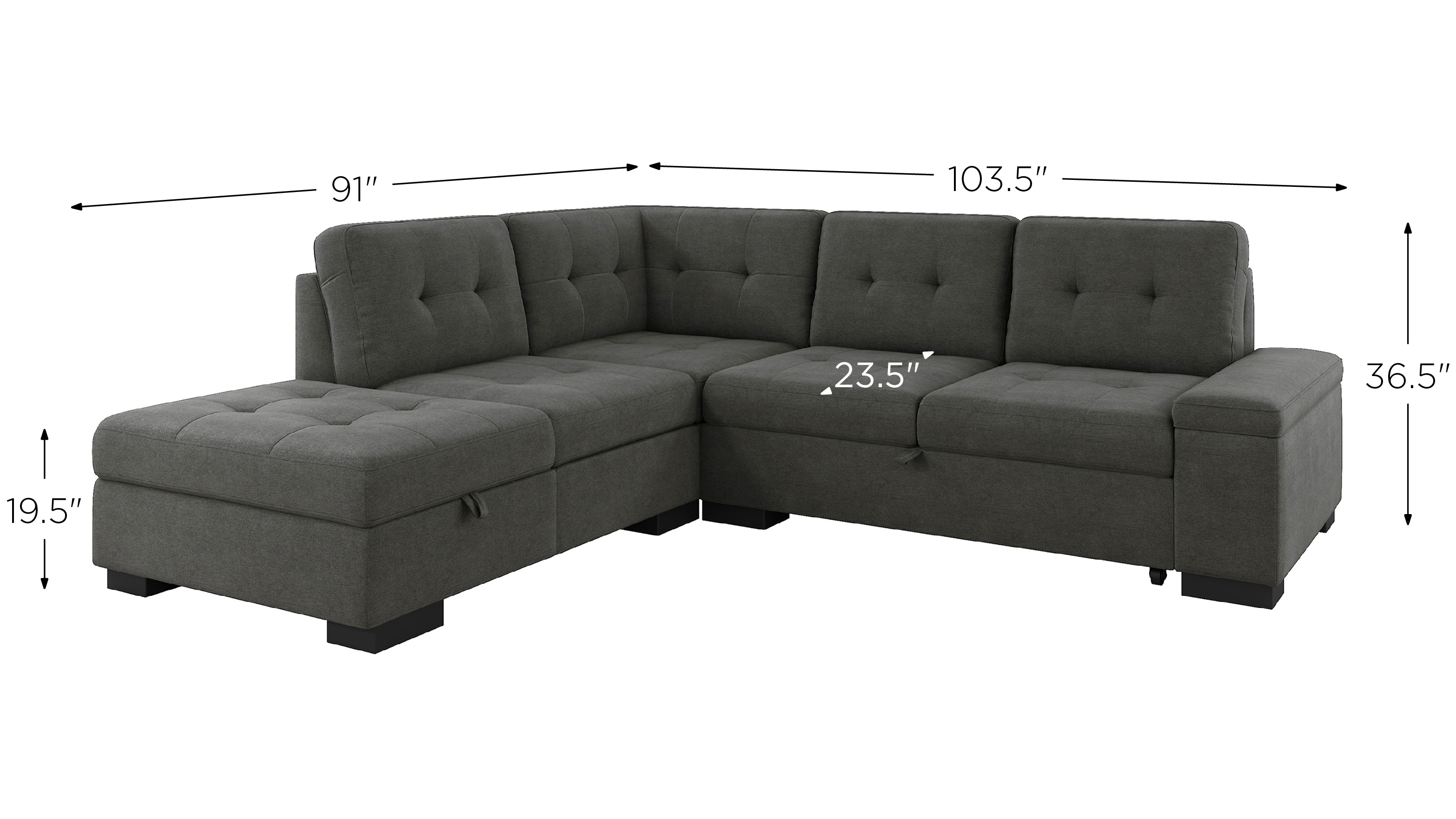 Left Hand Facing Sectional Sleeper Sofa