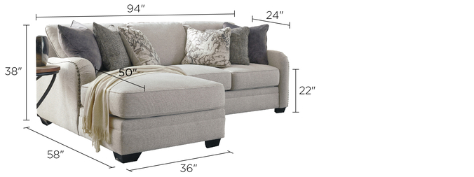 Clancy 2-pc. Sectional Sofa Dimensions