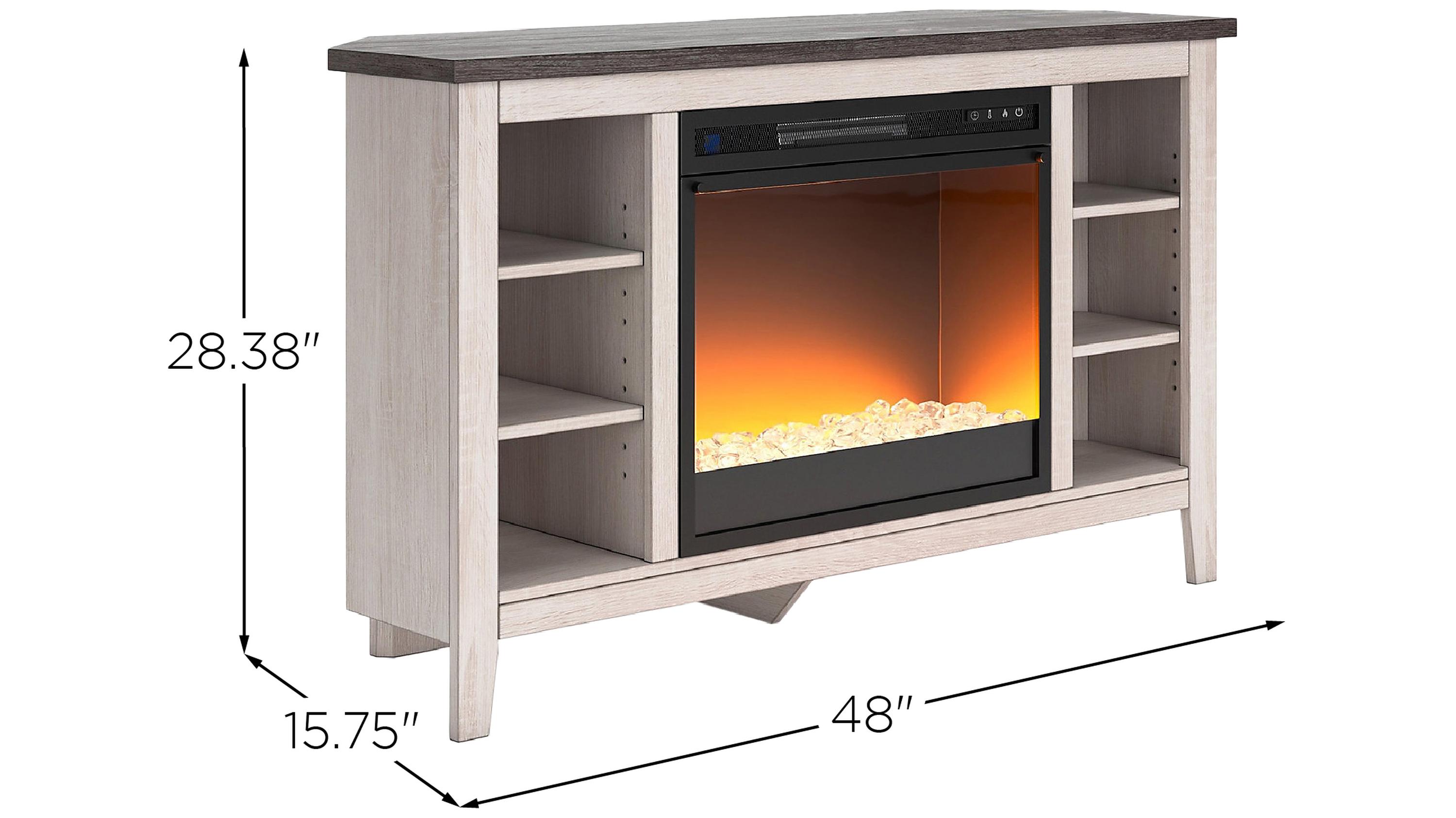 Dorrinson Corner TV Stand & Electric Fireplace Raymour & Flanigan