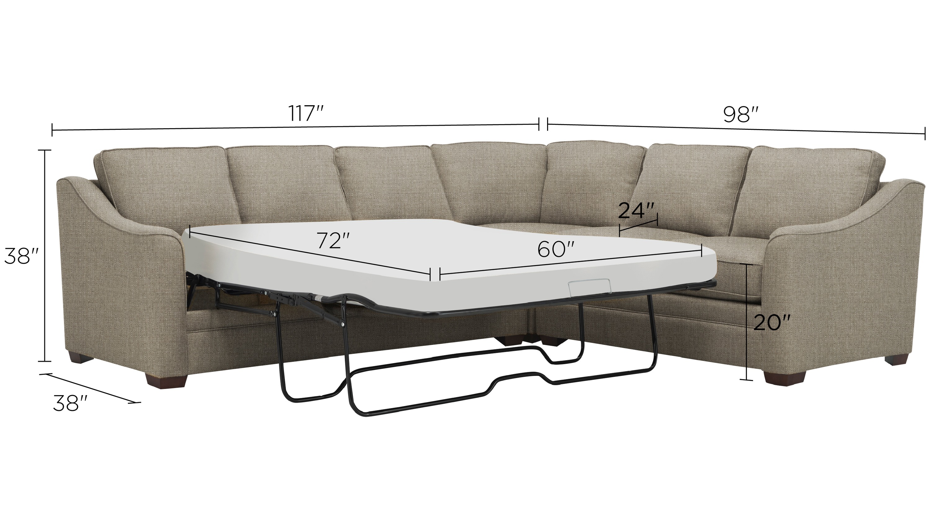 Hazelton 3-pc. Sectional Sofa Dimensions