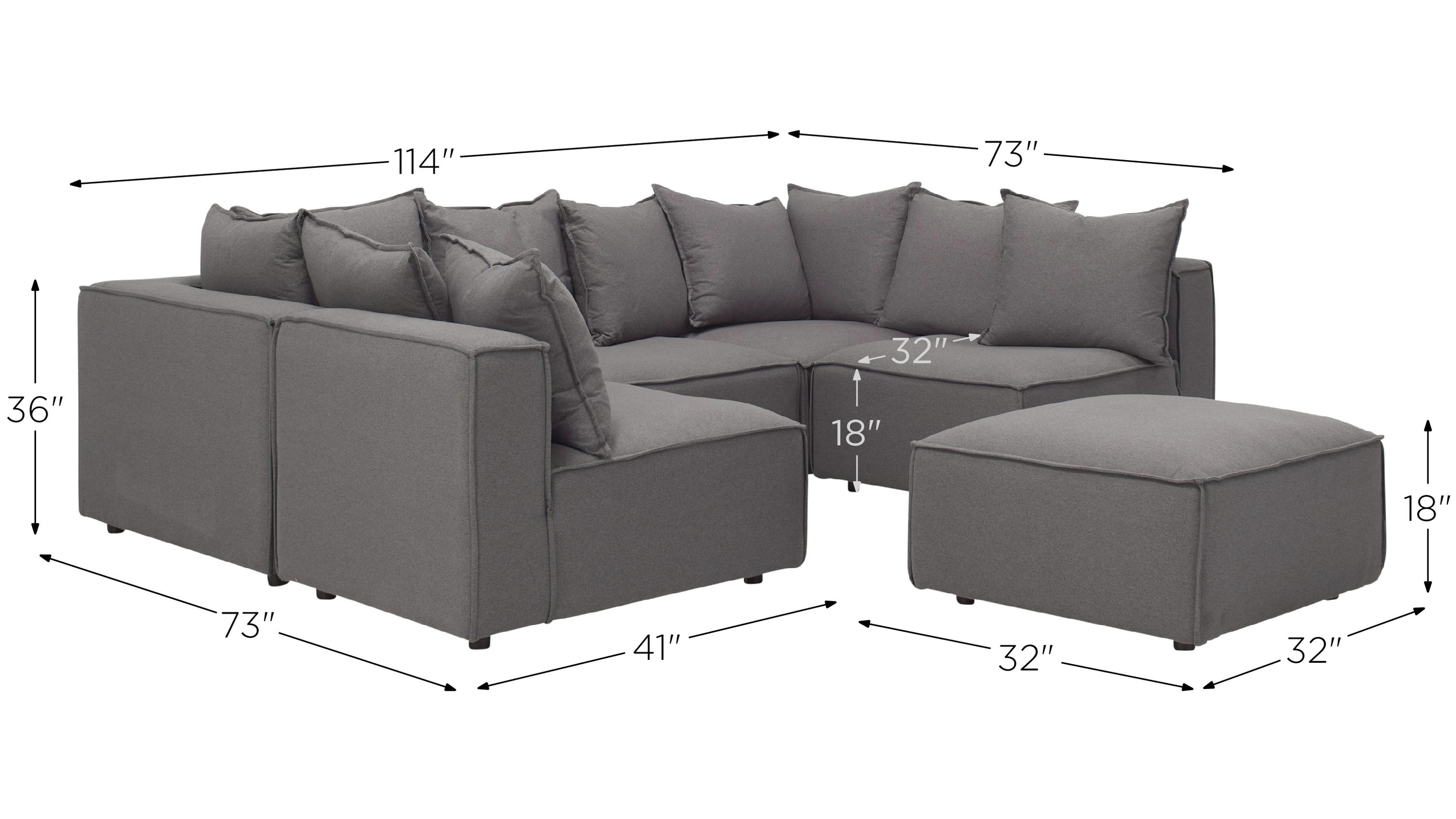 Chenille Fabric Oversized Sectional Sofa With Matching Ottoman