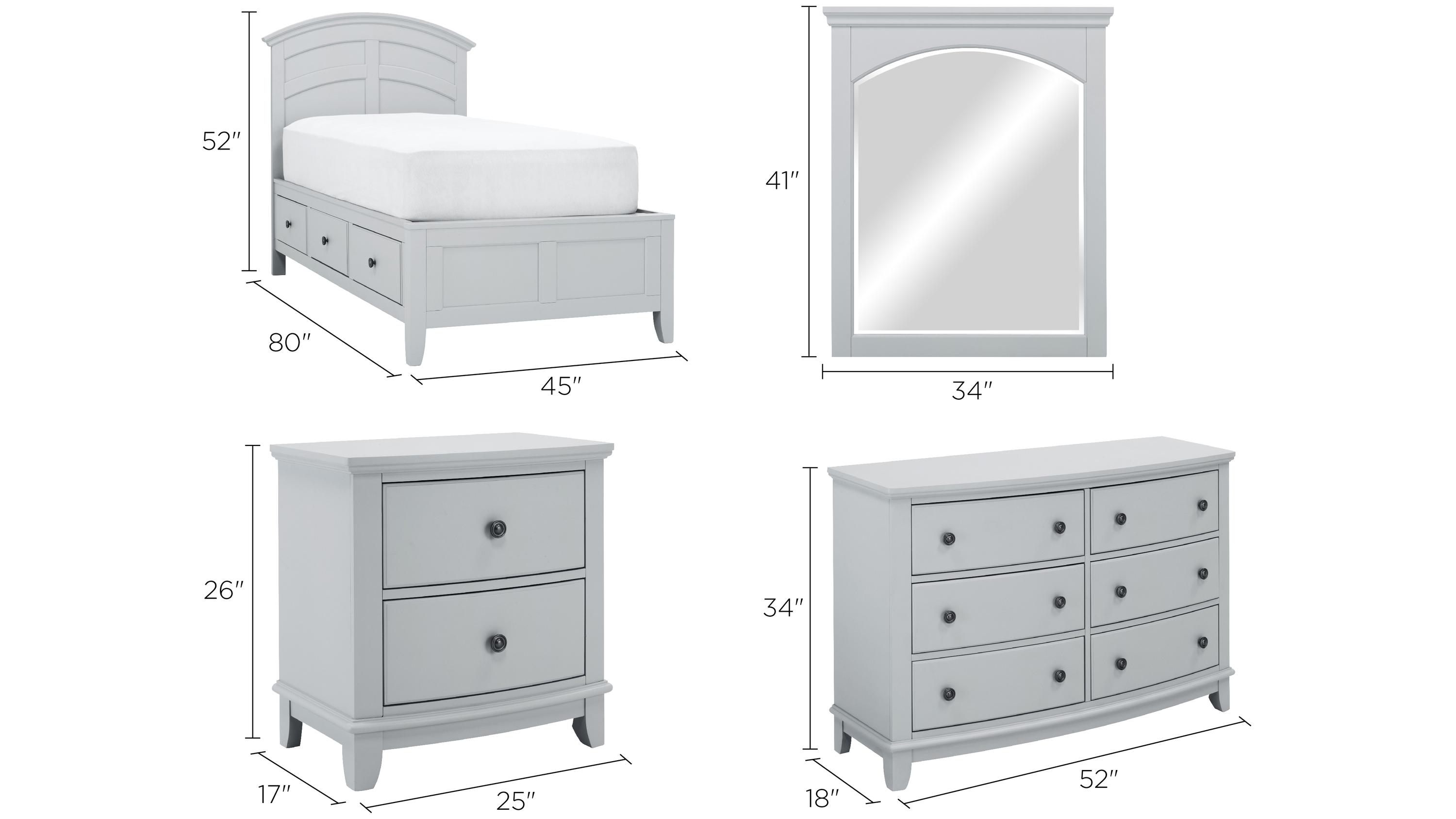 Kylie Youth 4pc. Platform Bedroom Set w/ 1sd. Storage Bed Raymour