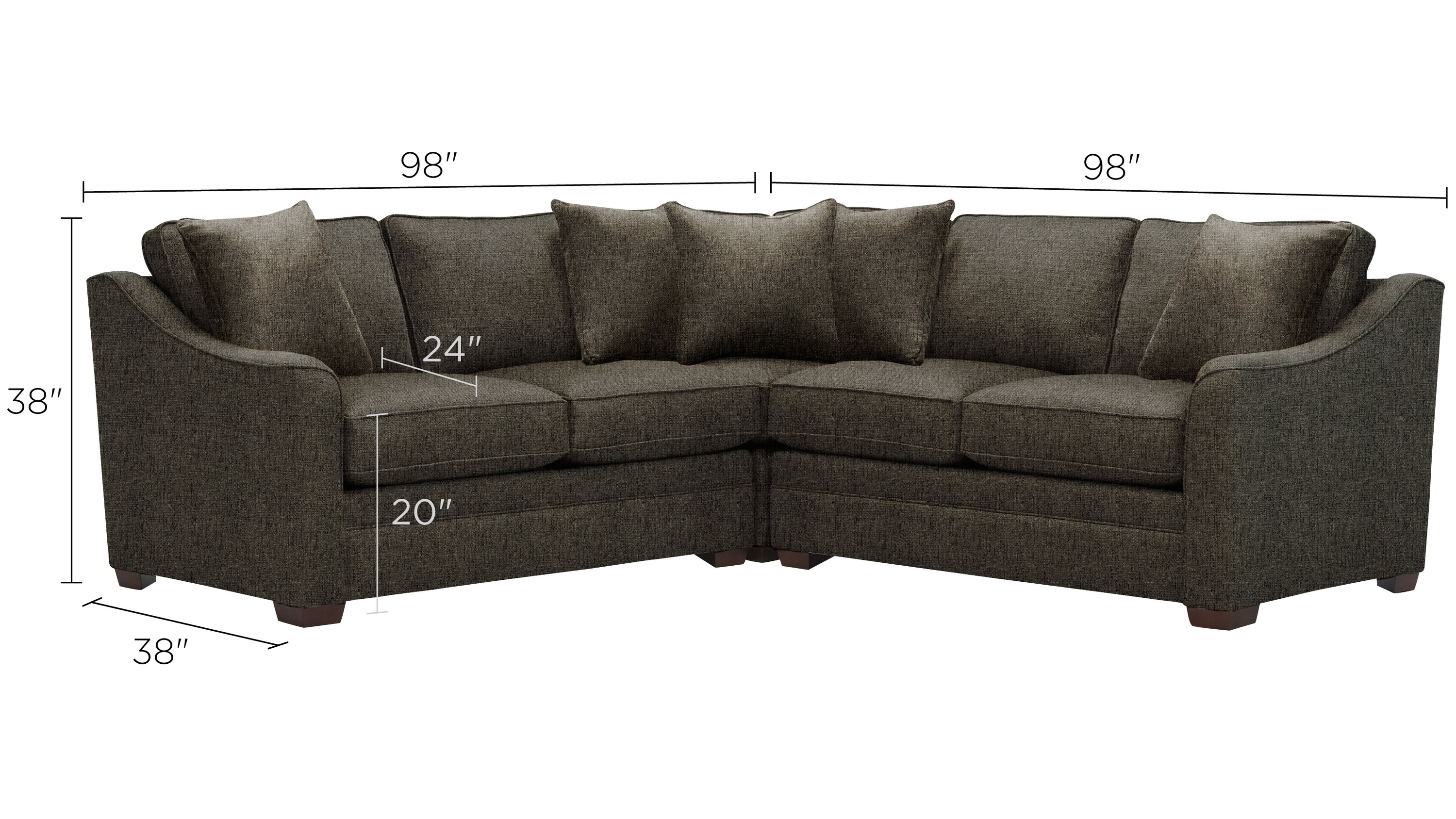 Hazelton 3-pc. Sectional Sofa Dimensions