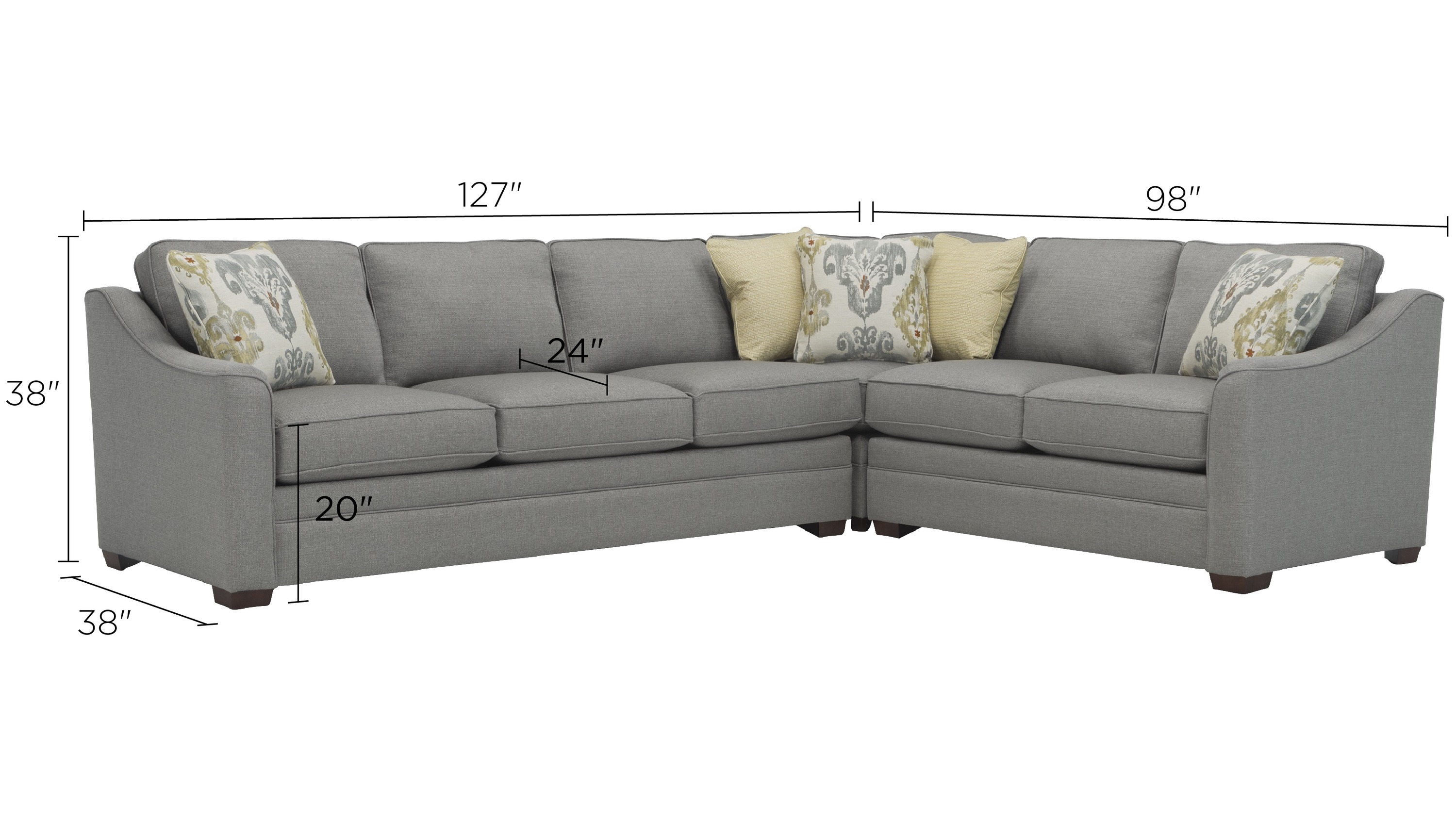 Hazelton 3-pc. Sectional Sofa Dimensions