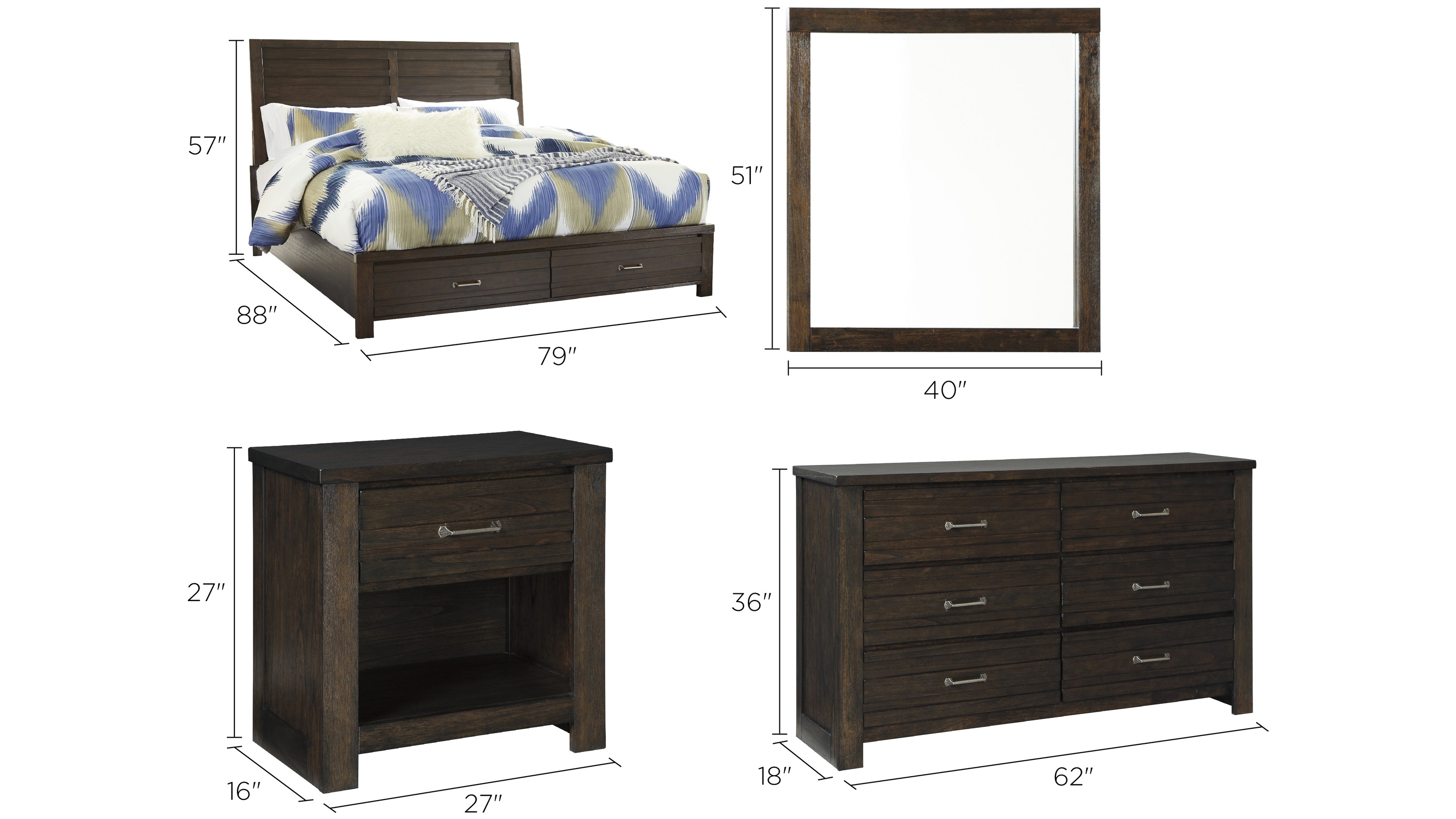 Granby 4-pc. Bedroom Set Dimensions