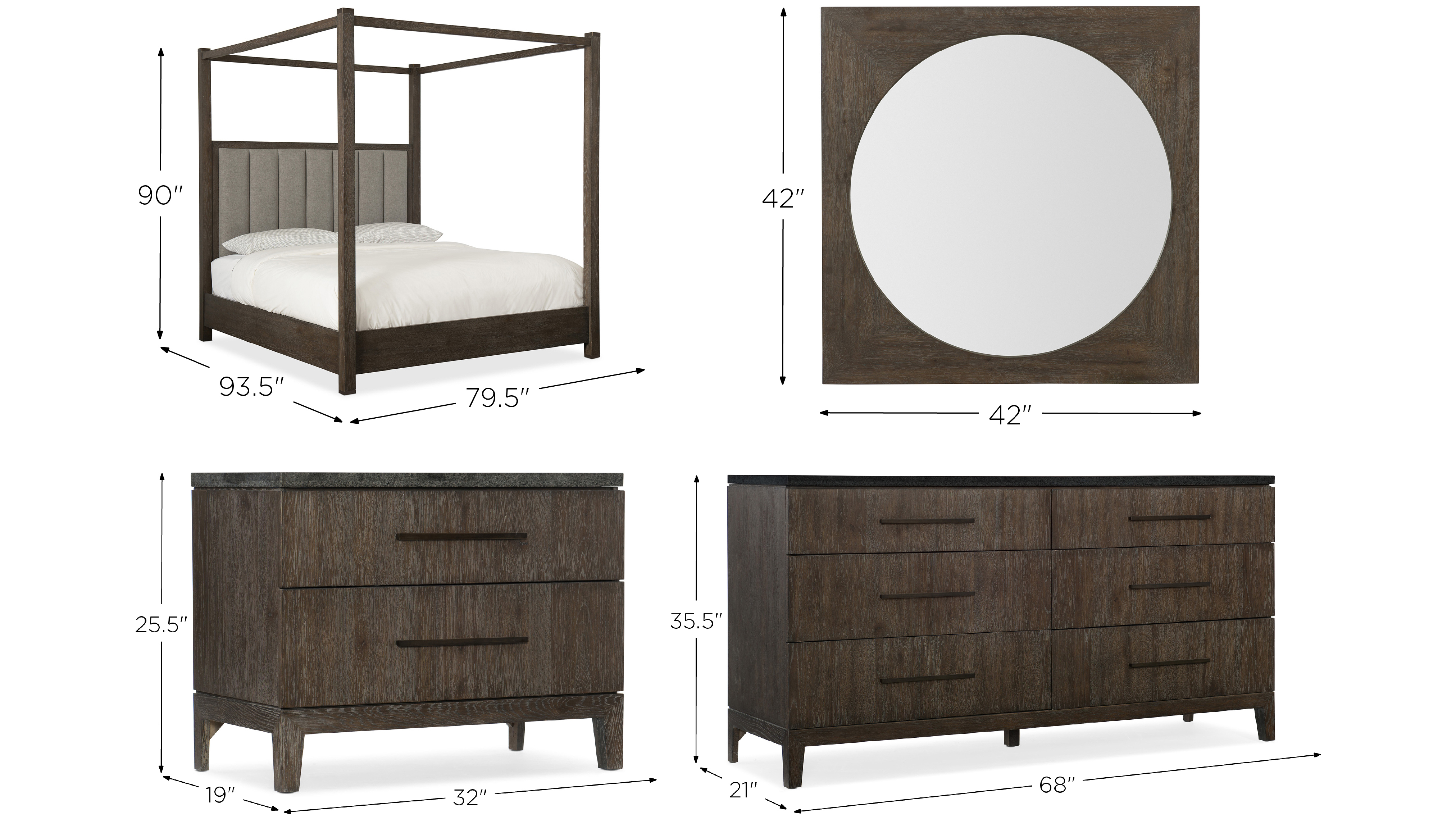 Miramar 4 pc. King Poster Bedroom Set w Canopy Raymour Flanigan