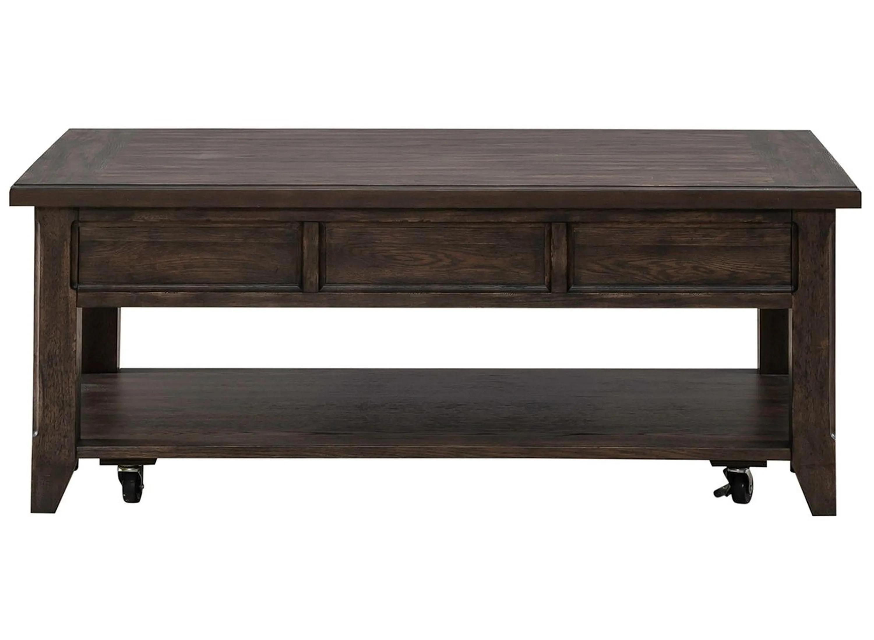 Eden Ridge Saddle Brown Lift Top Storage Occasional Table Set