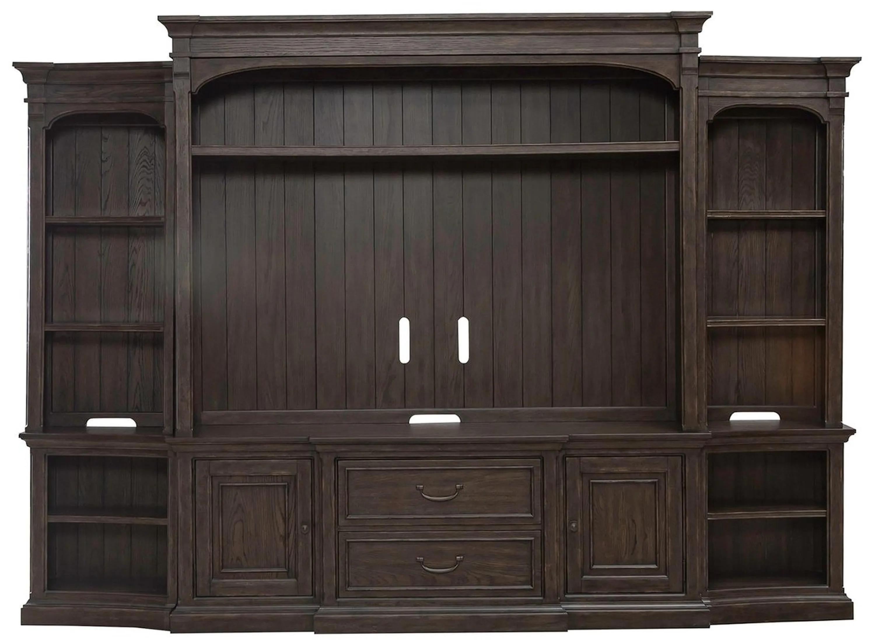 Eden Ridge Saddle Brown Entertainment Center with Piers