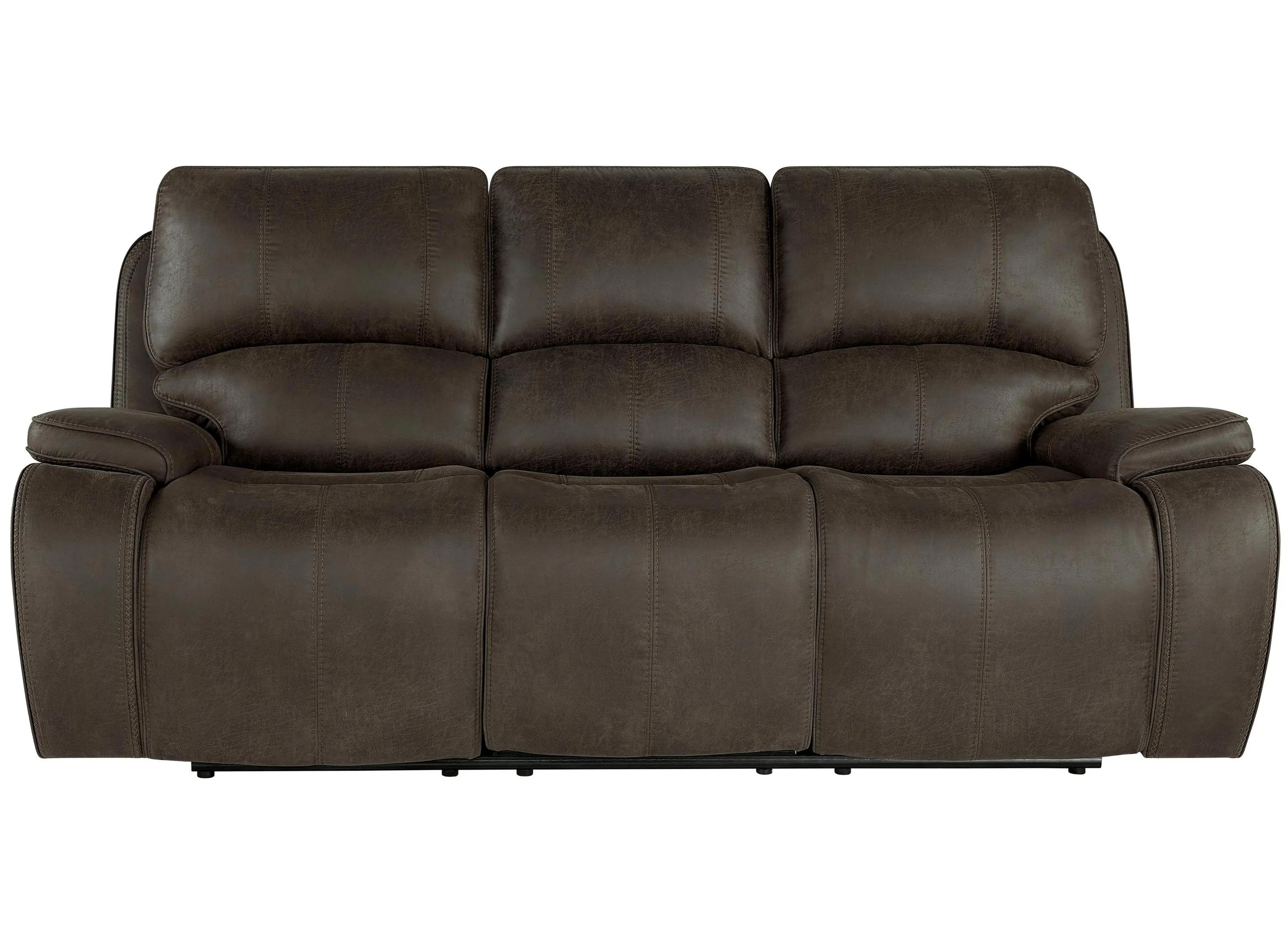 Brookings Brown Power Reclining 88" Sofa Power Headrest And Footrest