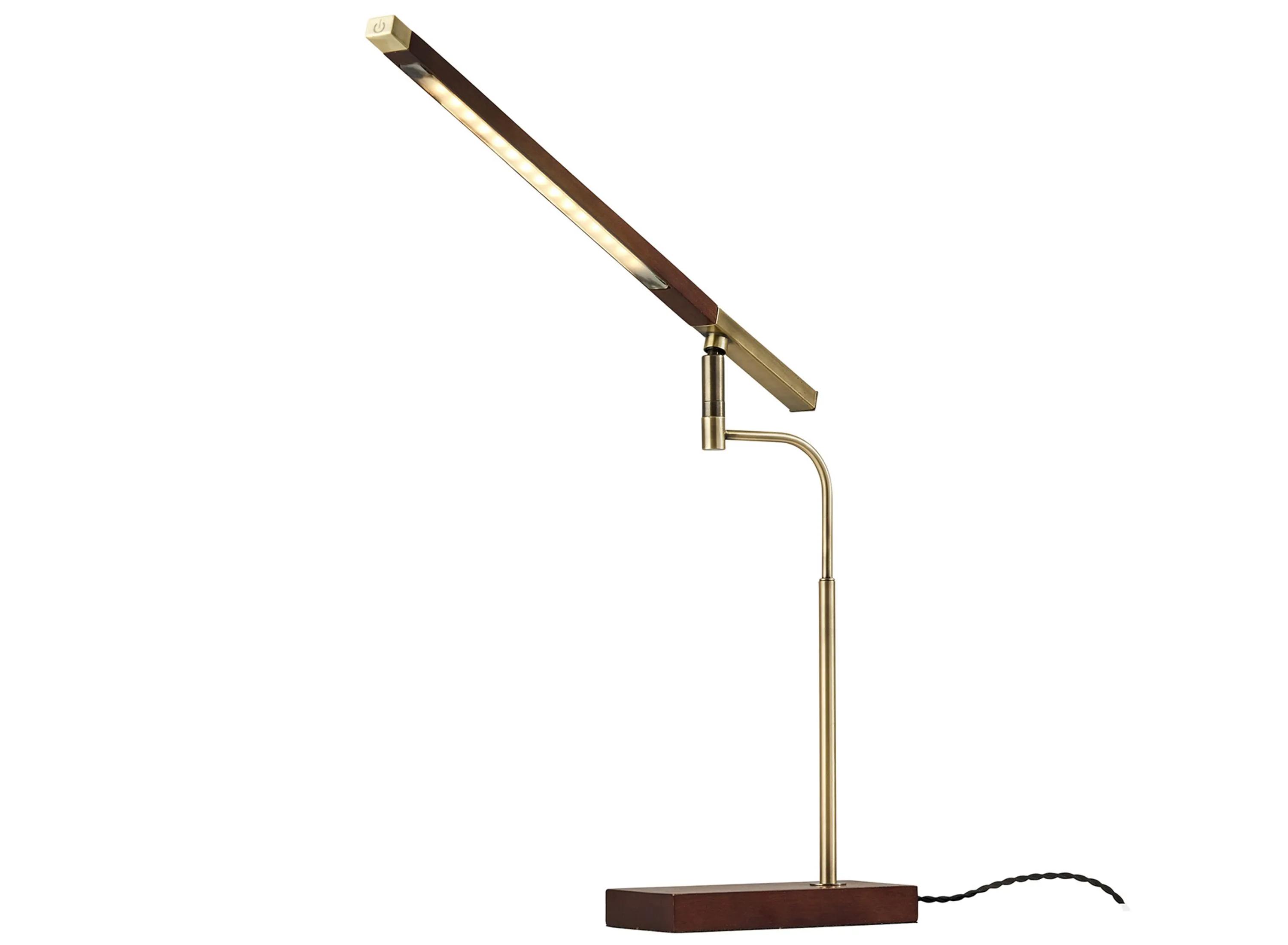 Barrett Walnut Antique Brass Wood Desk Lamp
