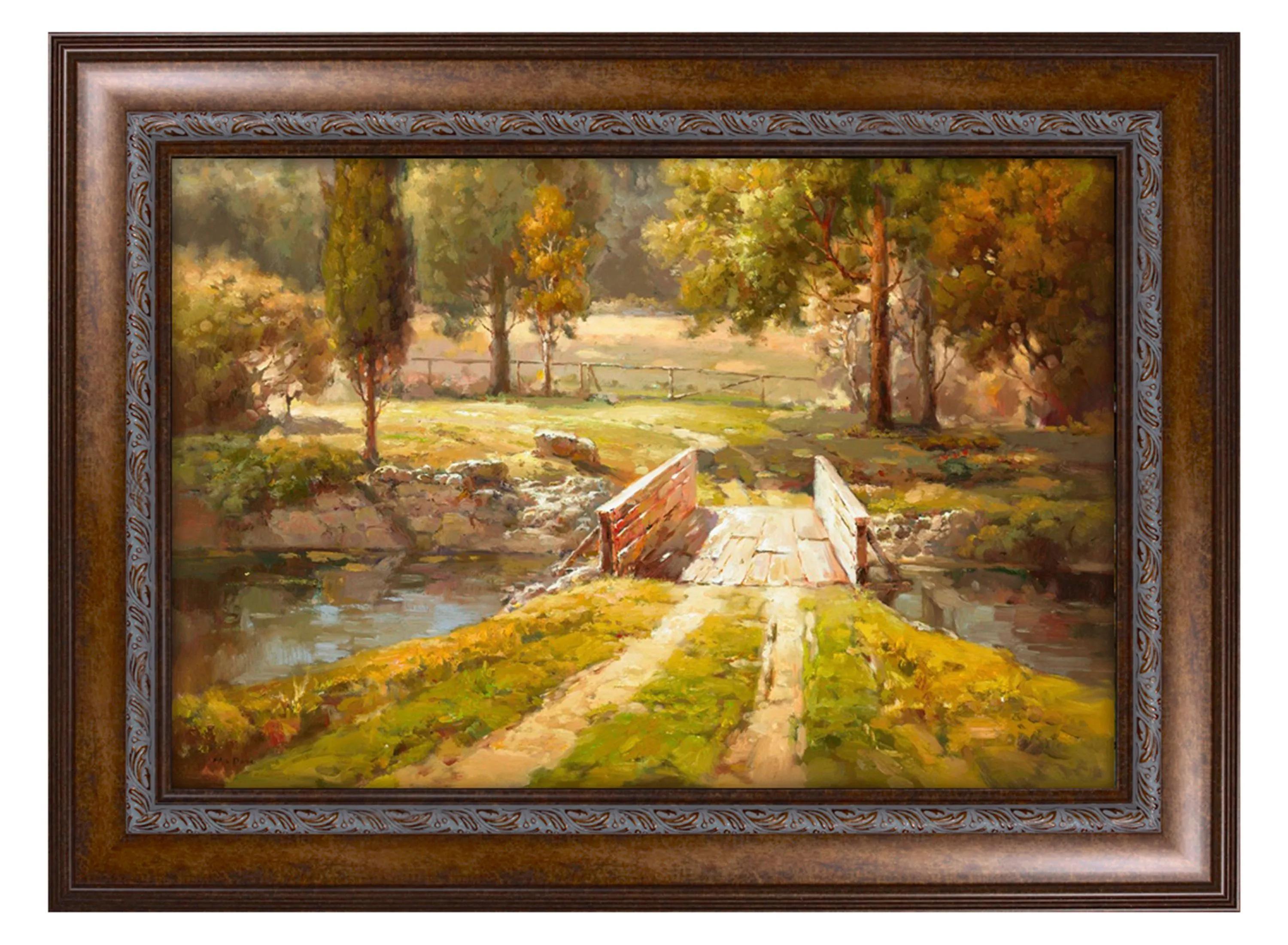 120184267 Country Bridge Framed Canvas Wall Art sku 120184267