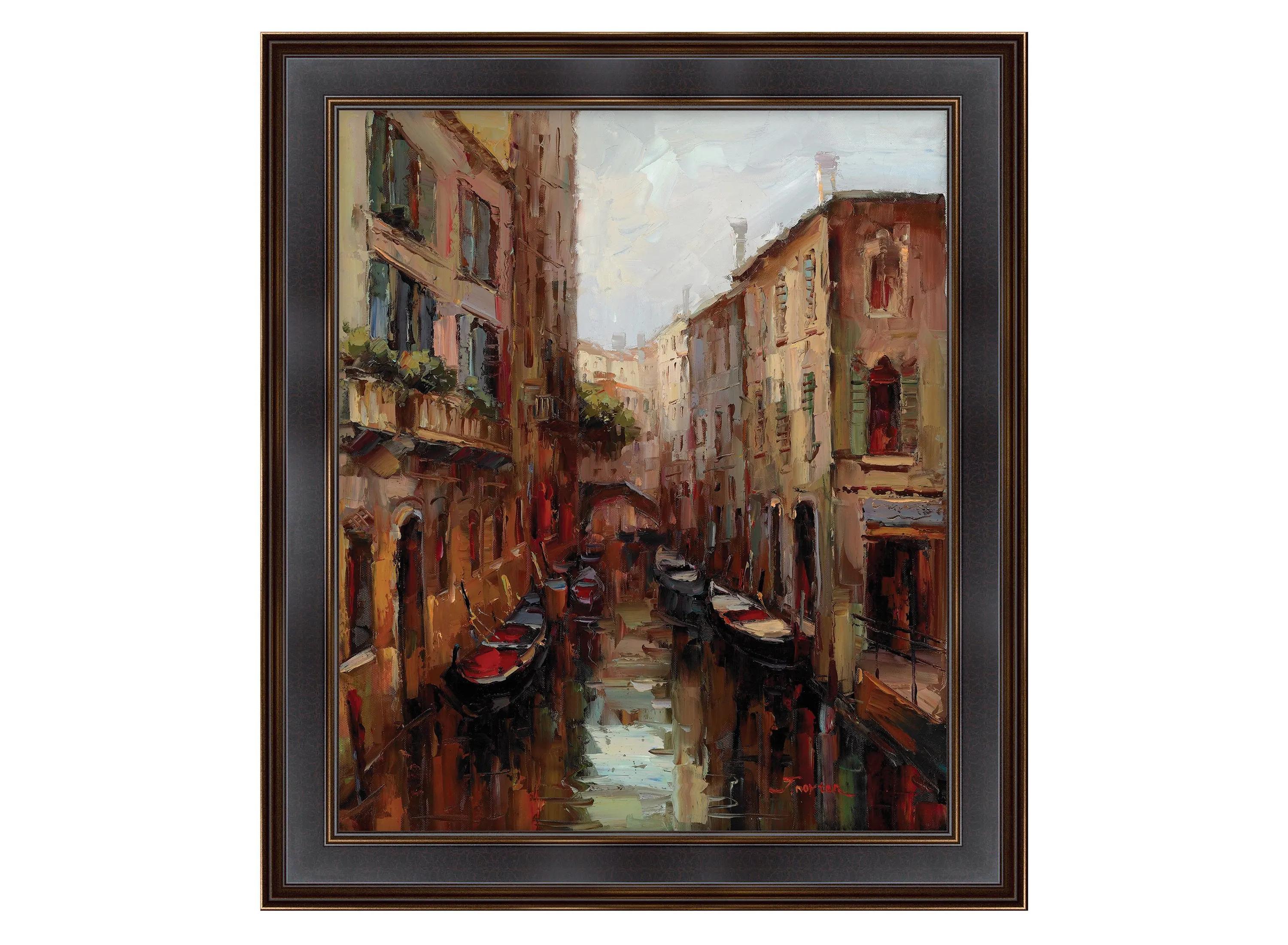 Venice Waterway 1 Framed Canvas Wall Art