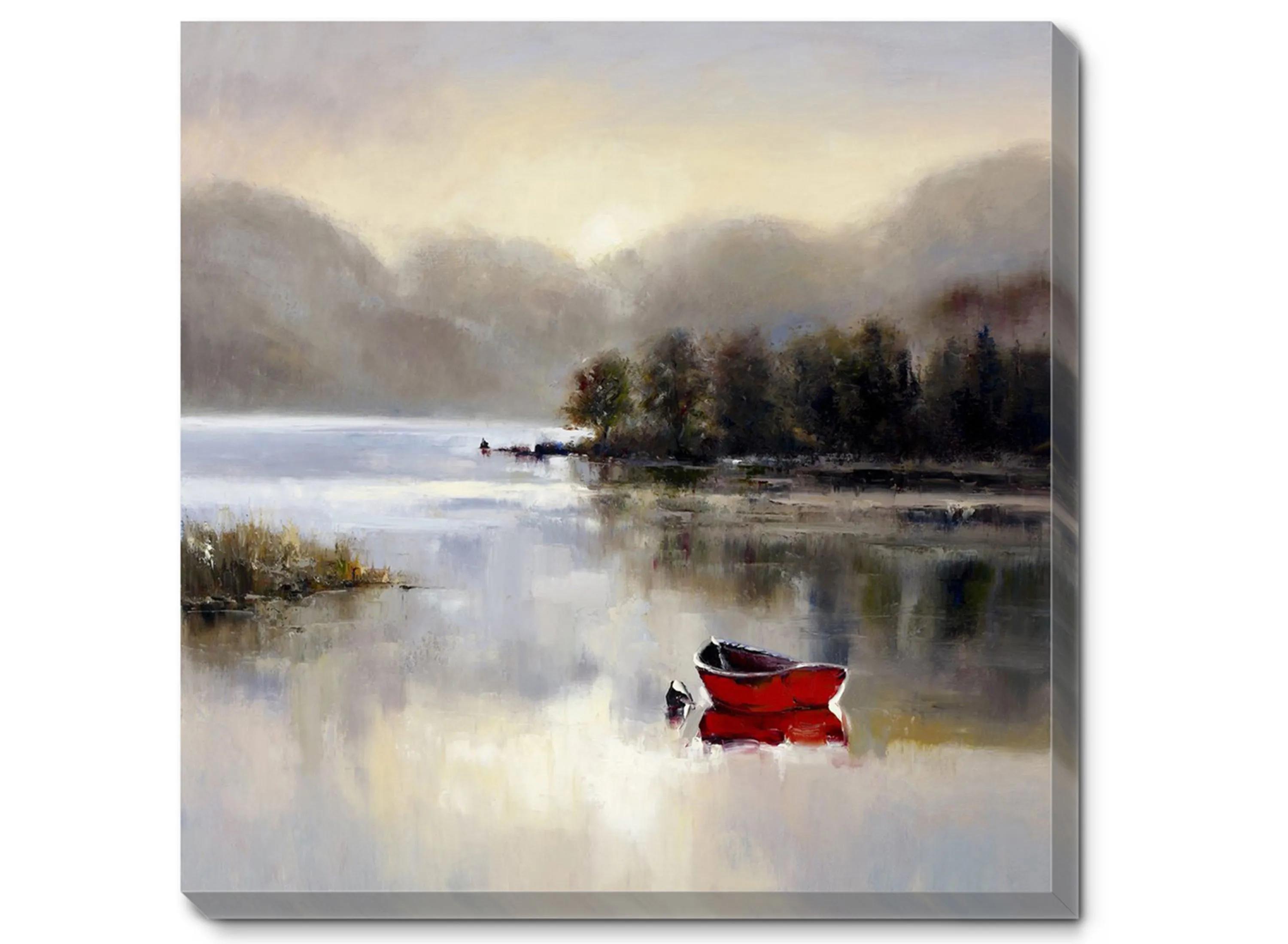 Lone Red Boat Wall Art