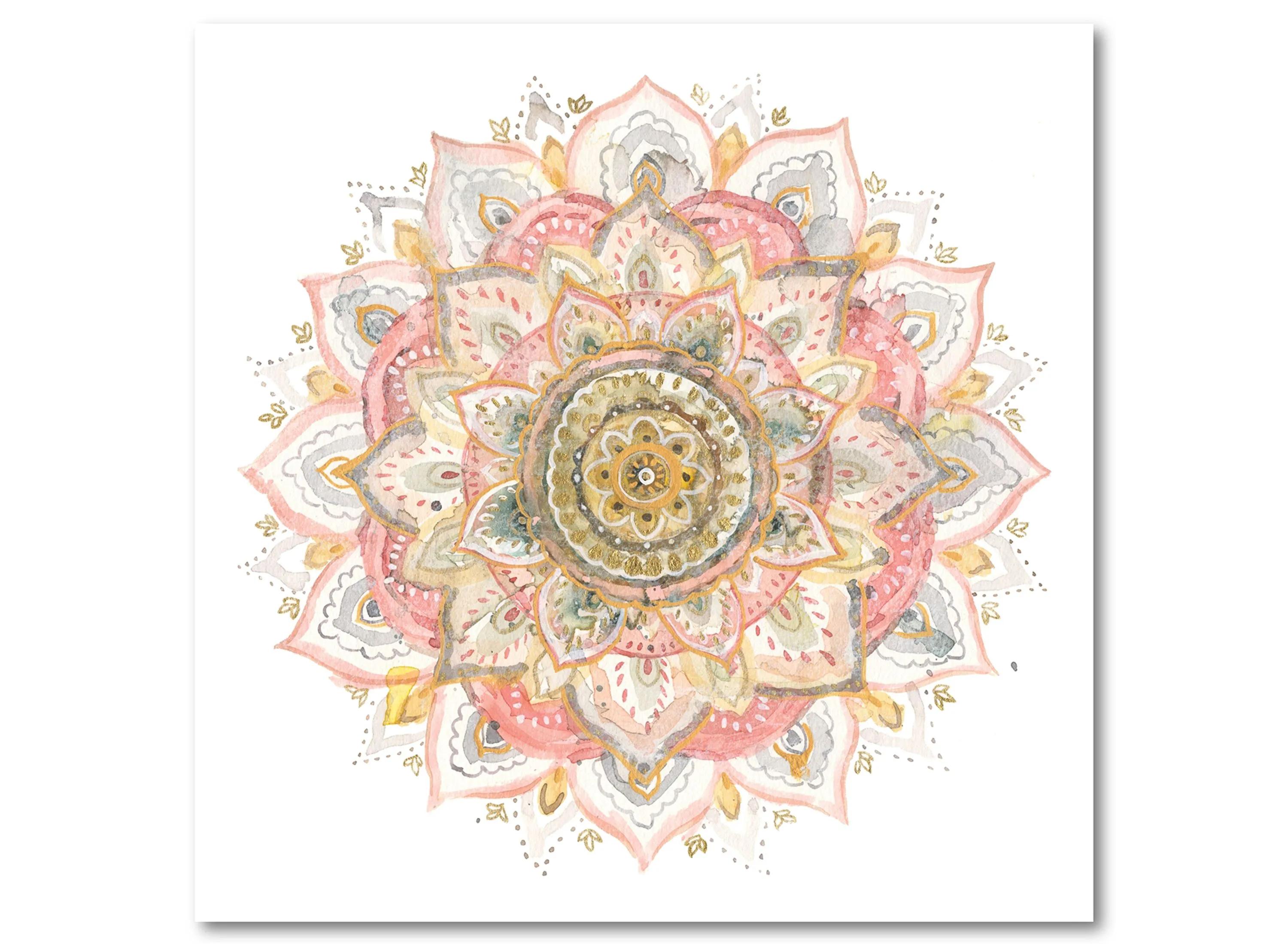 Boho Tropical Mandala on White Gallery Wrapped Canvas