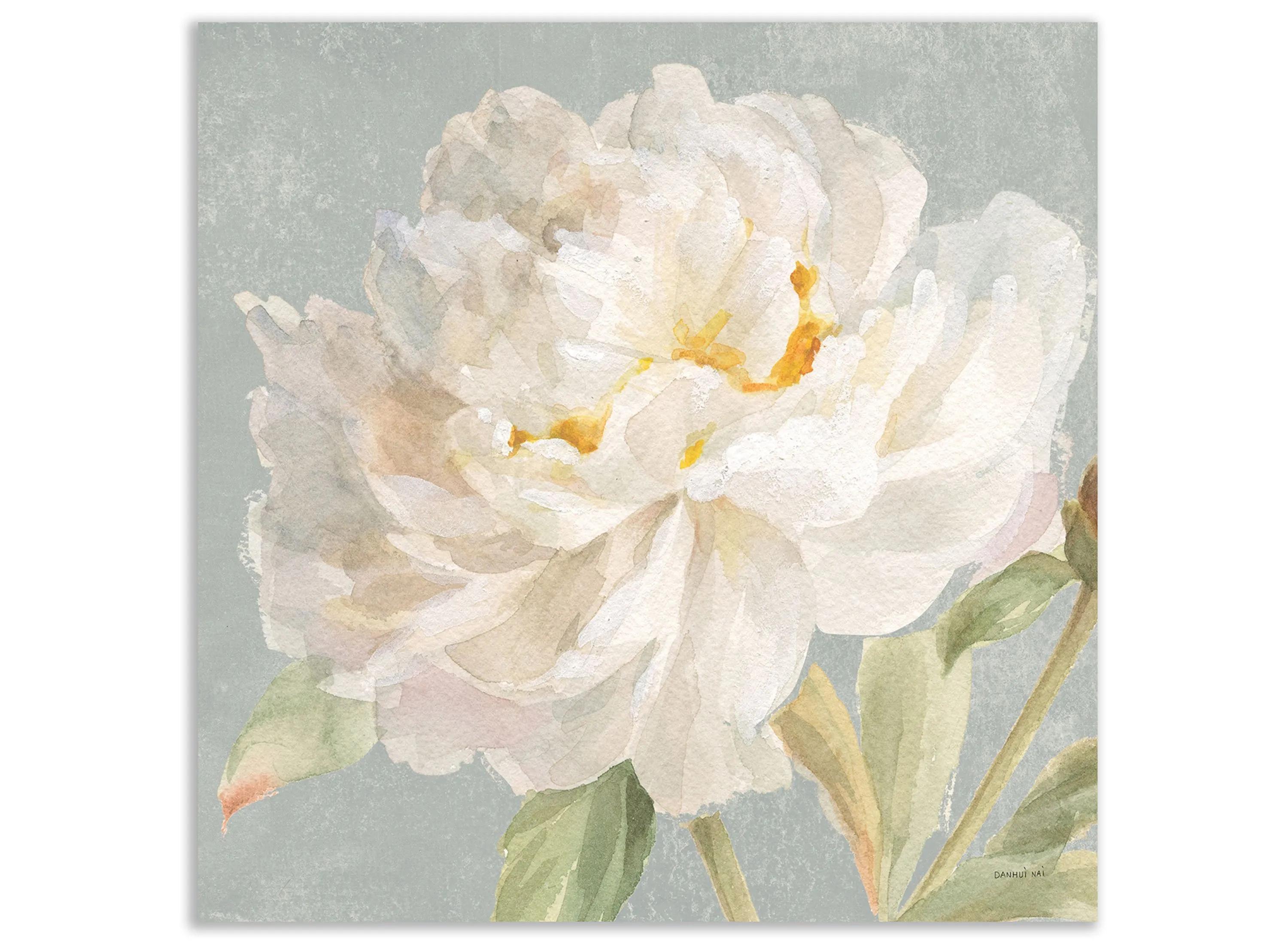 Garden Peony Neutral Crop Gallery Wrapped Canvas