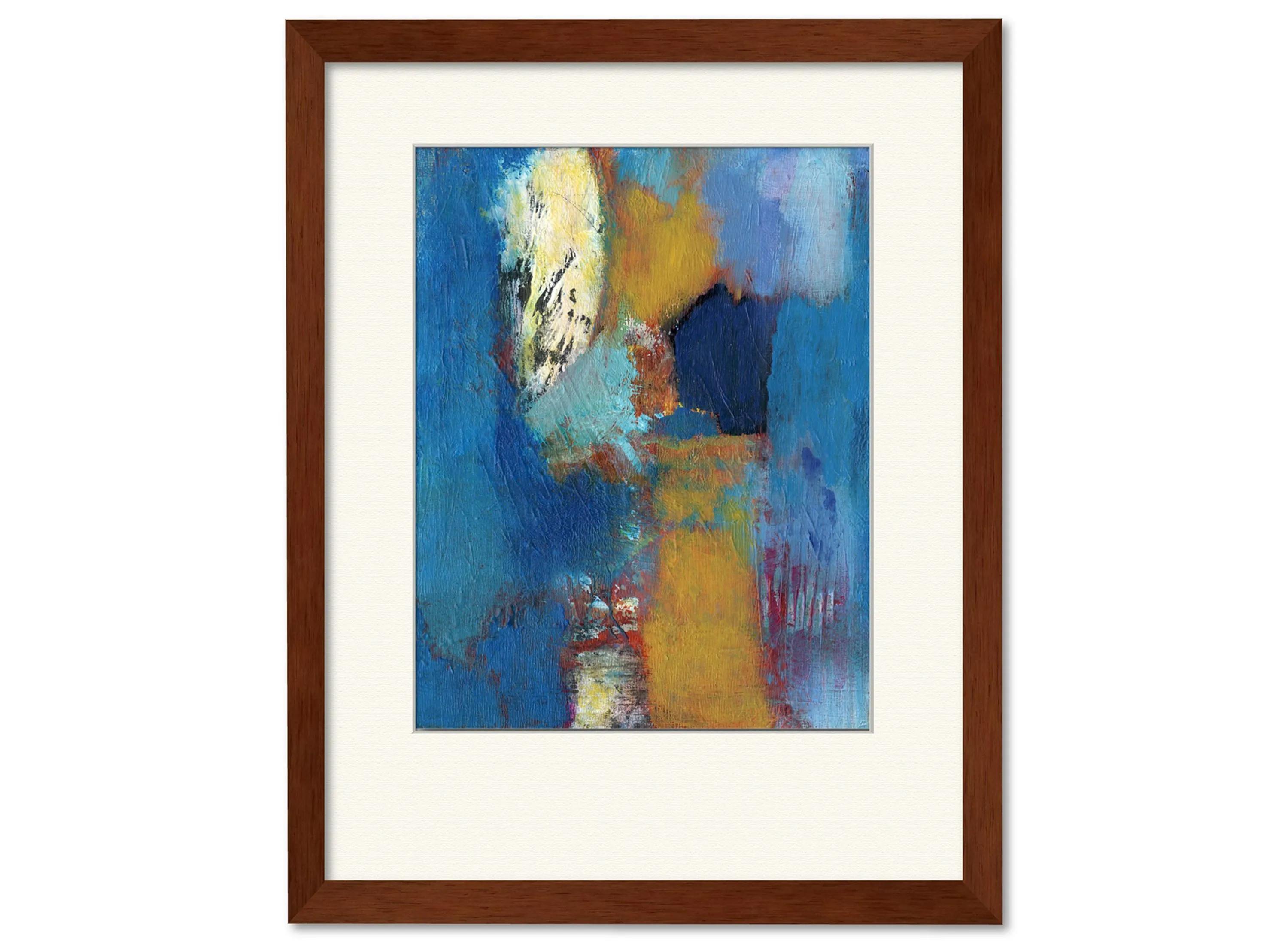 Abstract Blue And Tan Framed Art