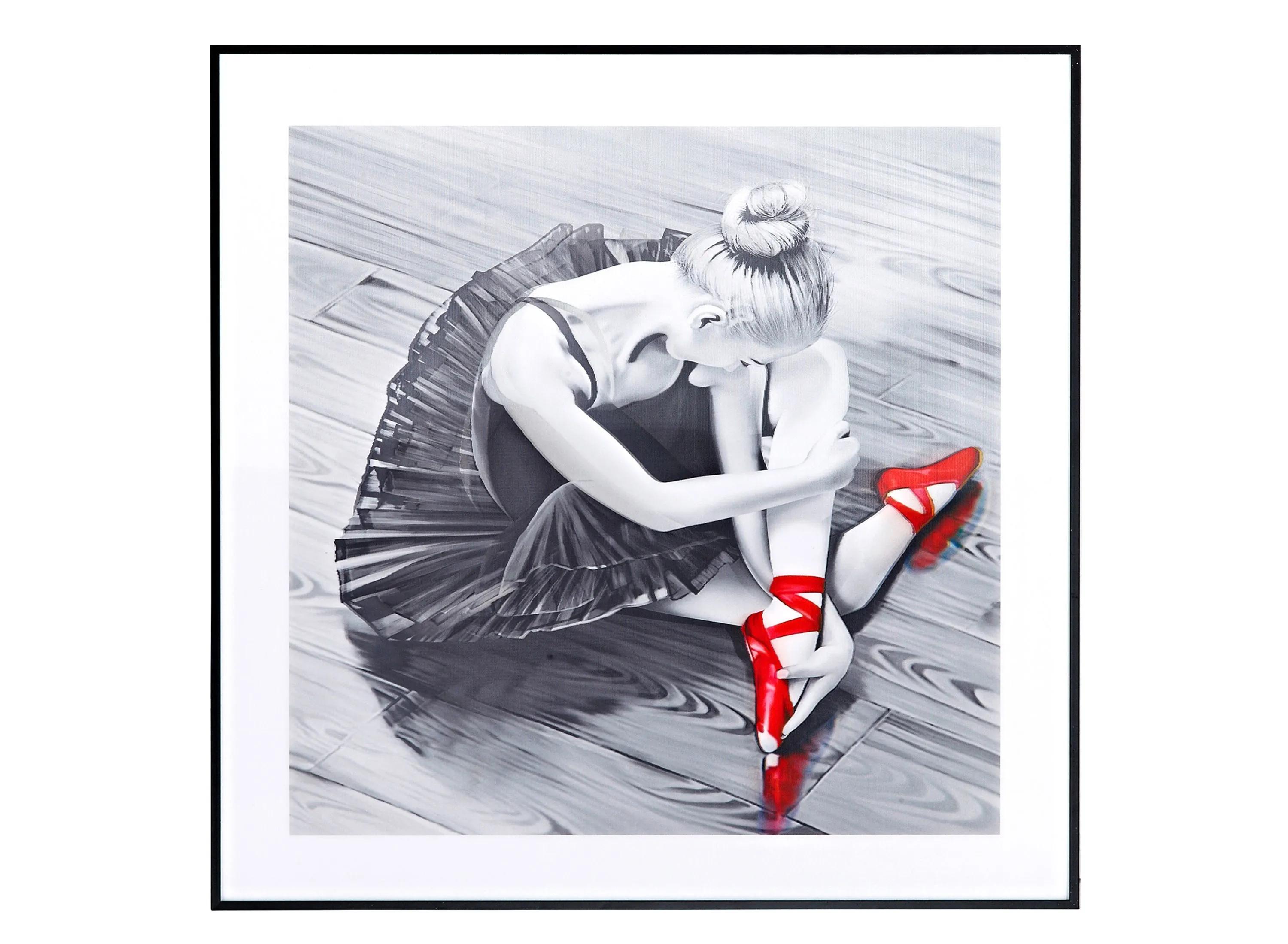 Red Ballerina Hologram Framed Wall Art