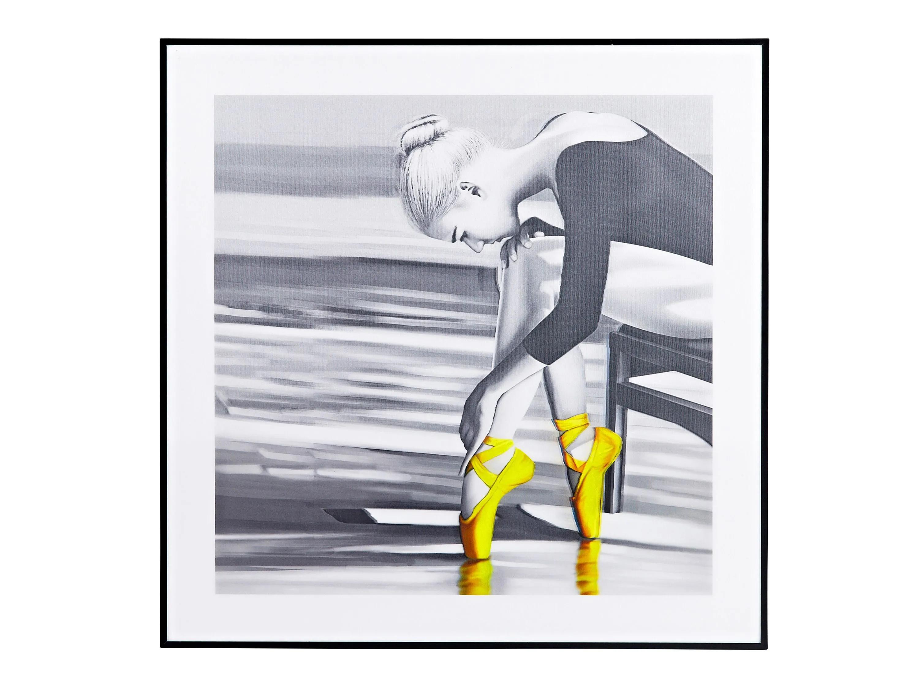 Yellow Ballerina Hologram Framed Wall Art