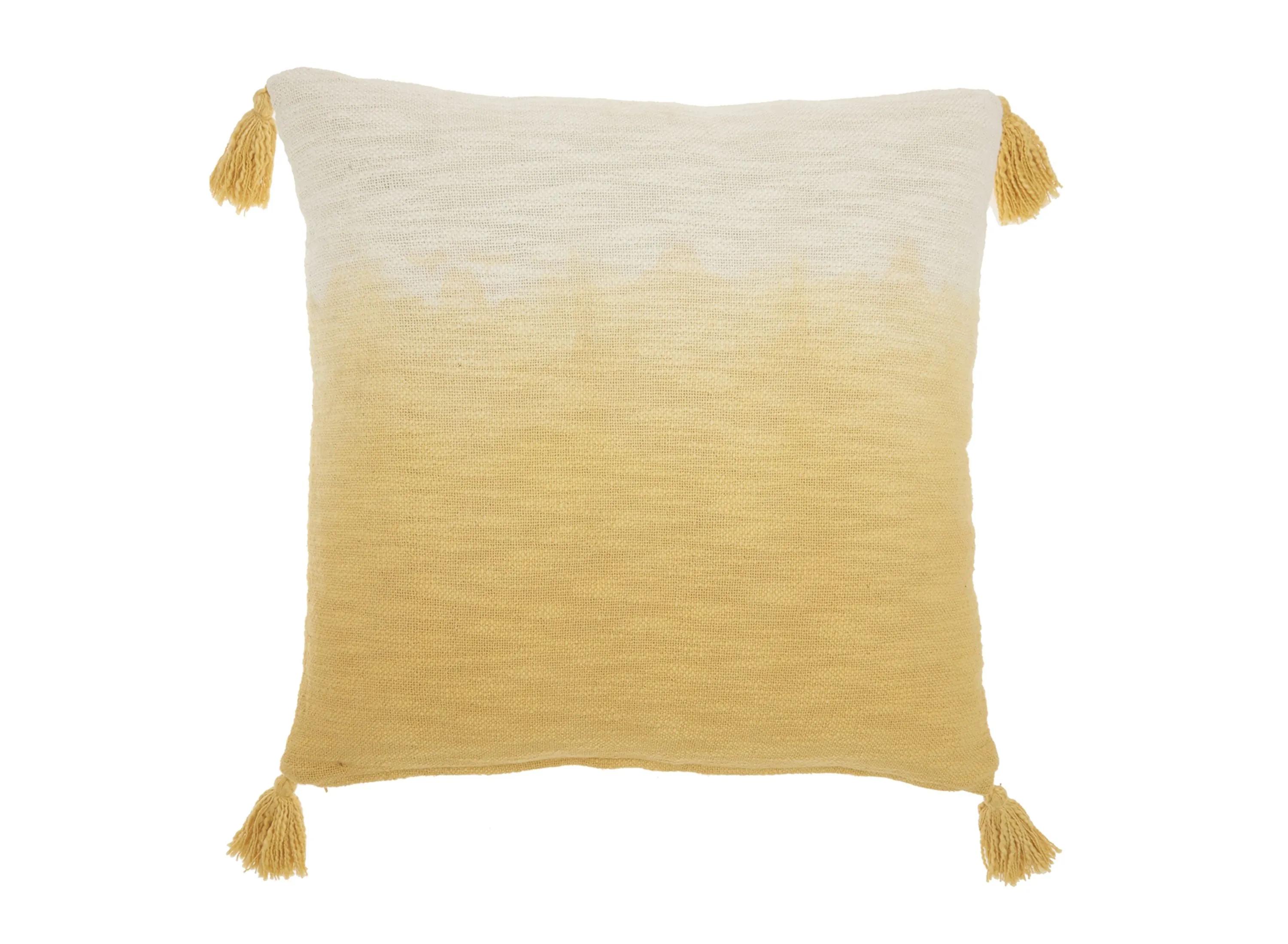 Mina Victory 22 Ombre Tassels Yellow Throw Pillow