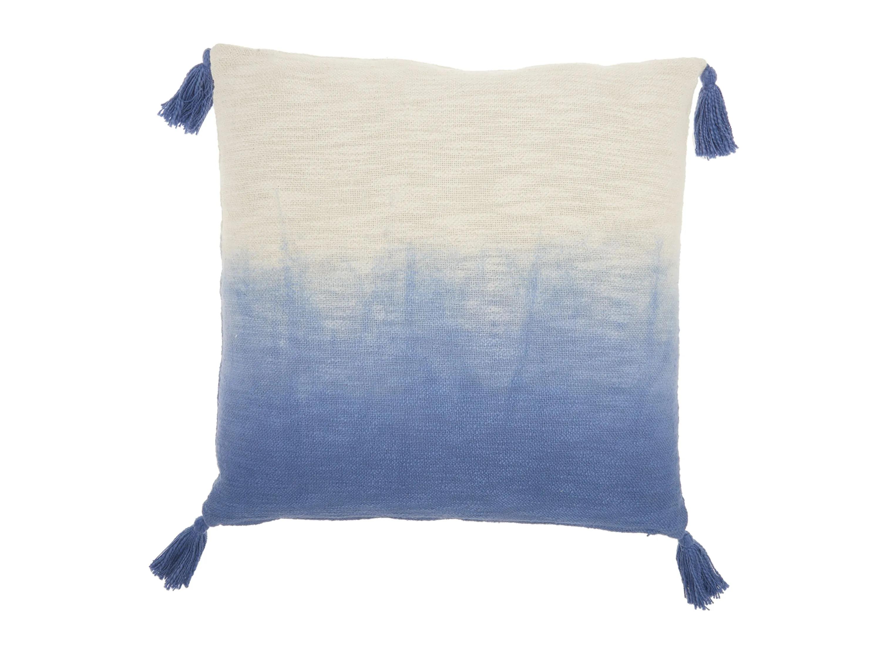 Mina Victory 22 Ombre Tassels Blue Throw Pillow