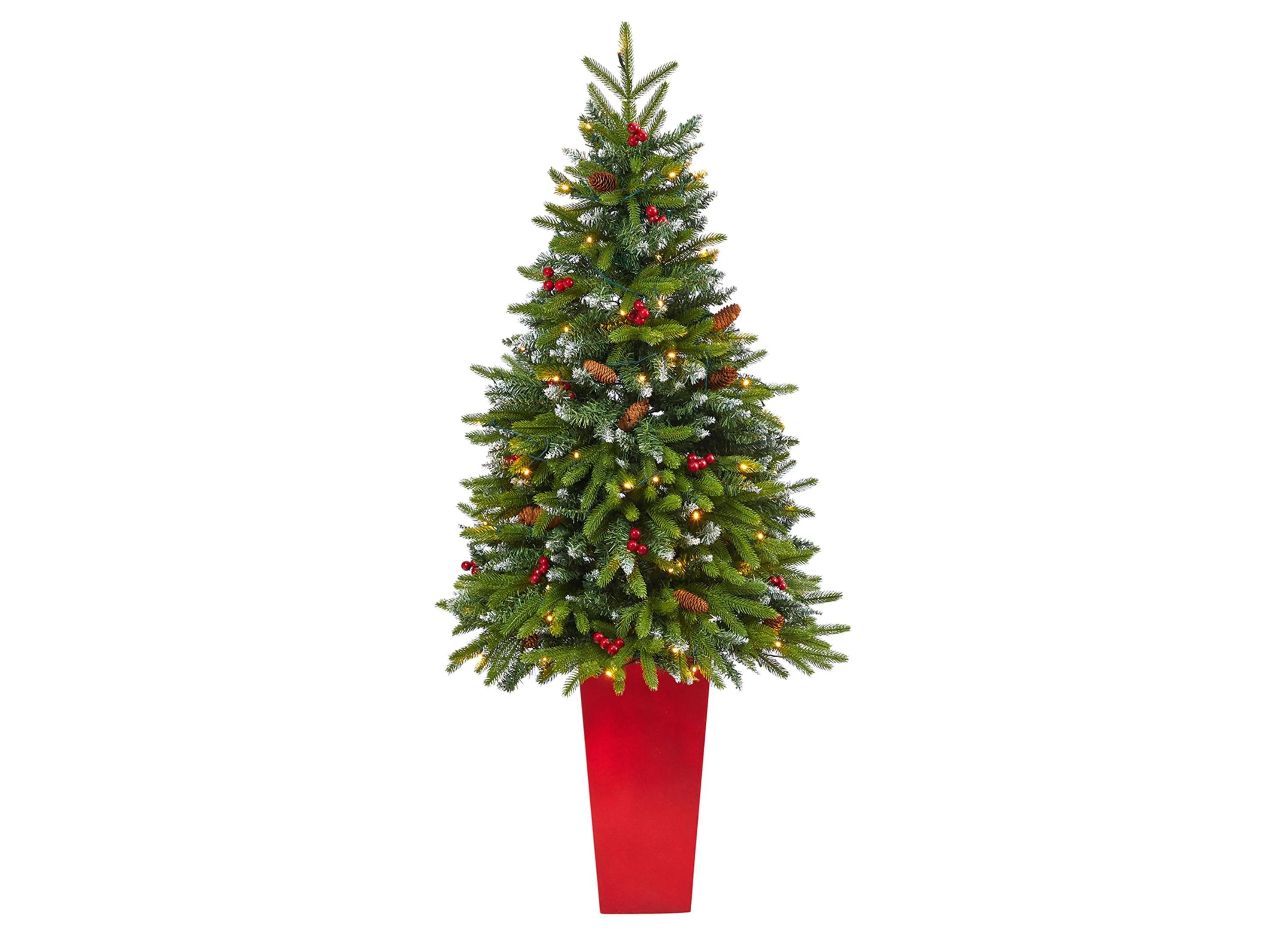 62 Pre-Lit Snow Tipped Portland Spruce Artificial Tree