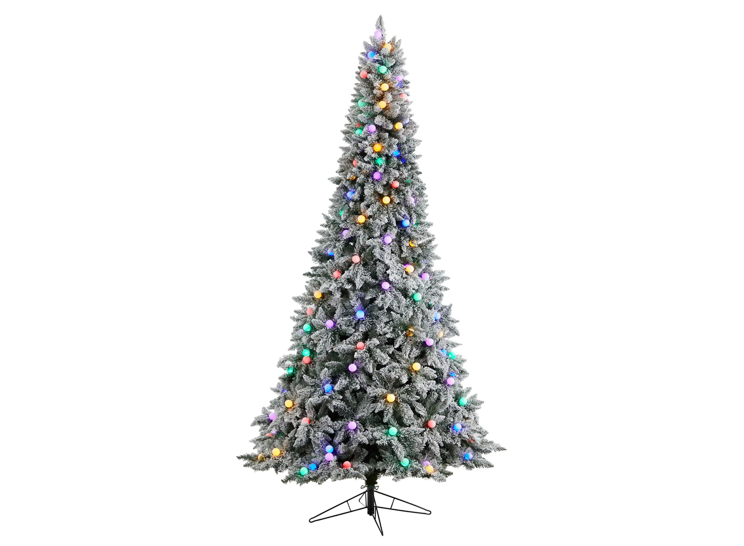9.5 Pre-Lit Flocked British Columbia Mountain Fir Artificial Tree