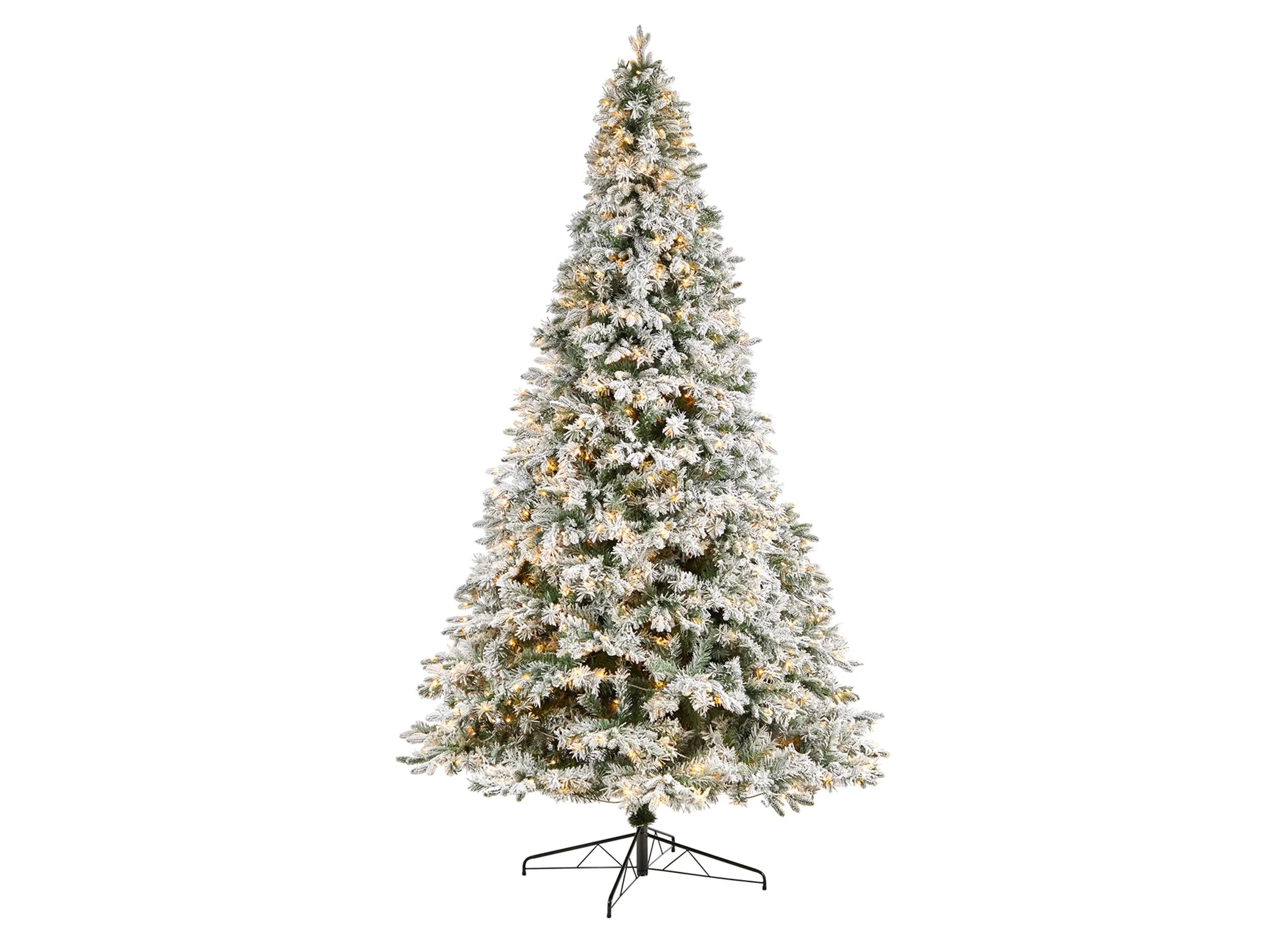 10 Pre-Lit Flocked Vermont Mixed Pine Artificial Tree