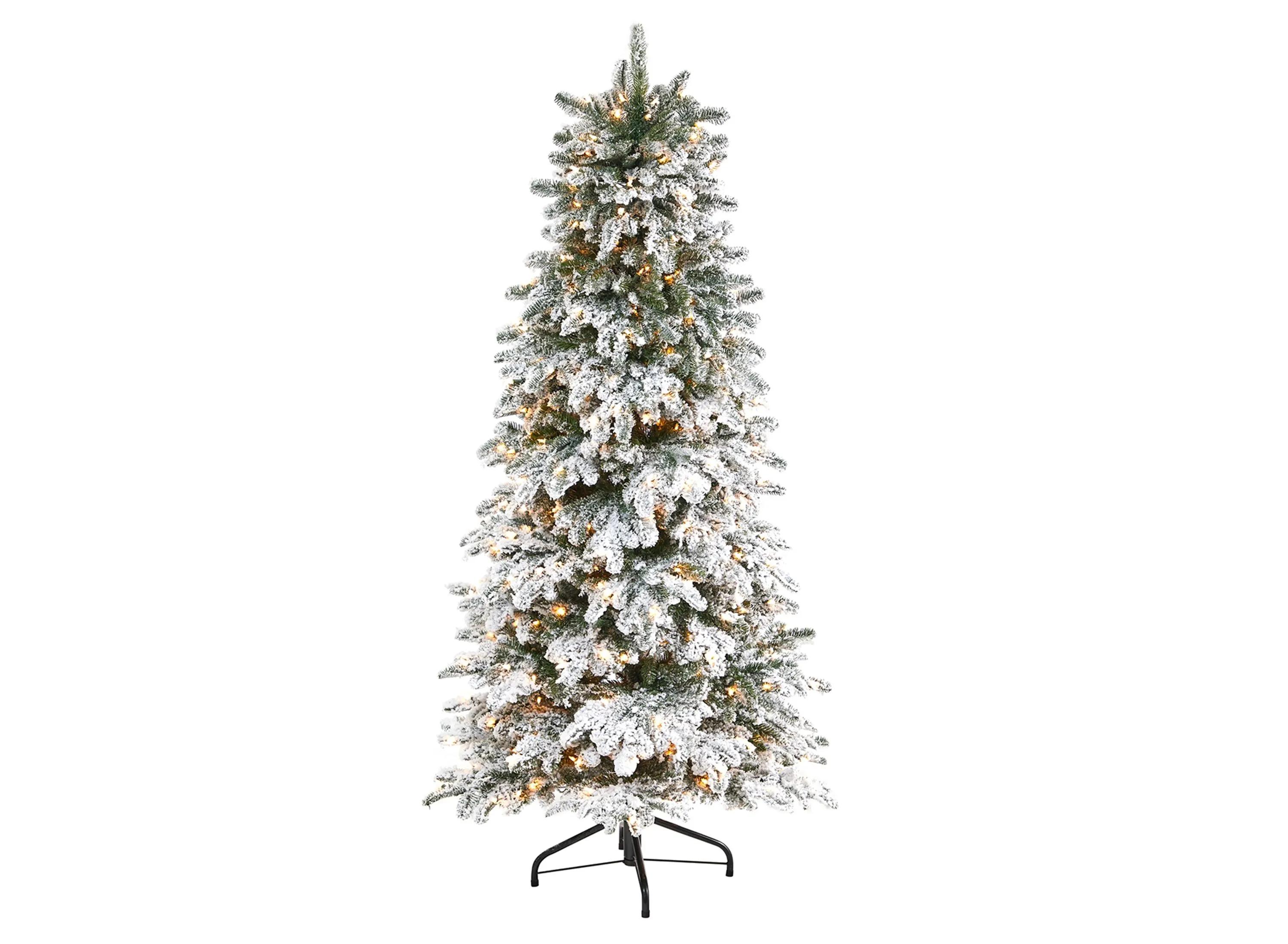 6 Pre-Lit Flocked North Carolina Fir Artificial Tree