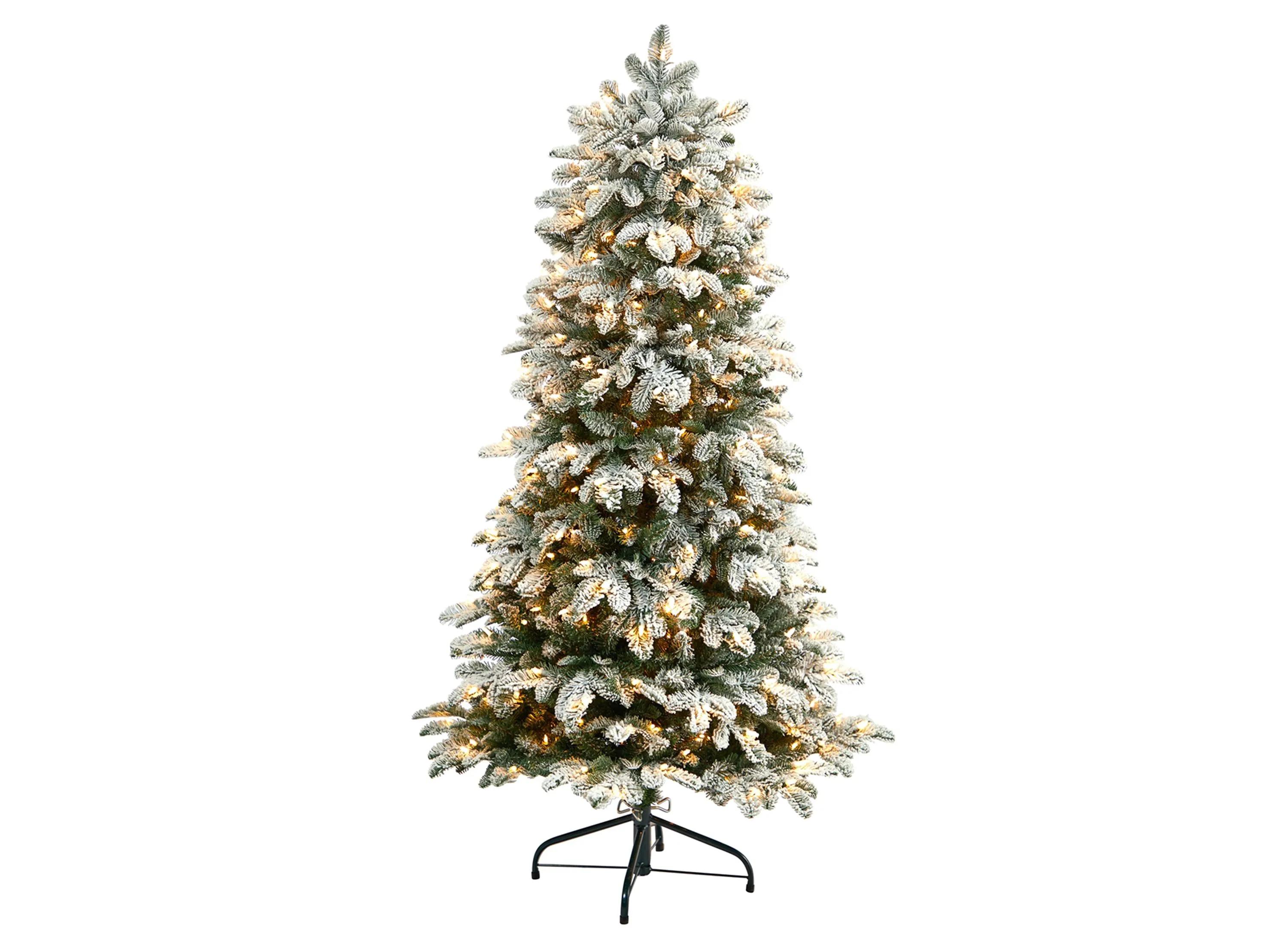 5 Pre-Lit Flocked North Carolina Fir Artificial Tree