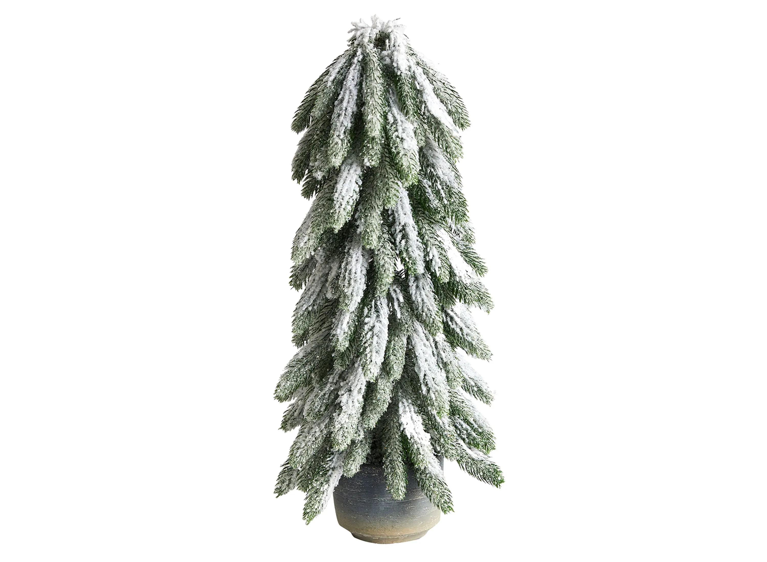 21 Flocked Artificial Tree in Decorative Planter