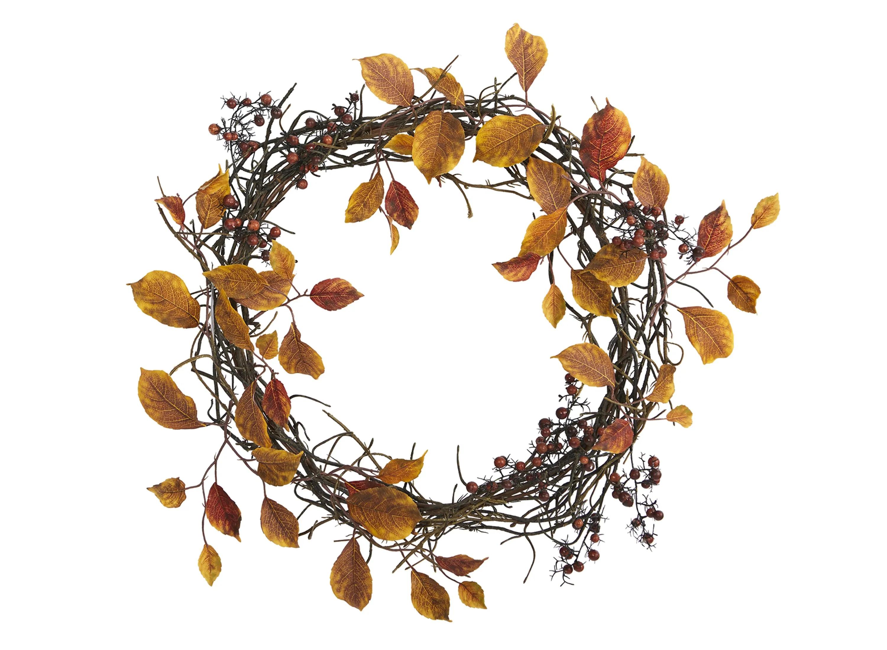 19 Leaf and Twig Artificial Wreath