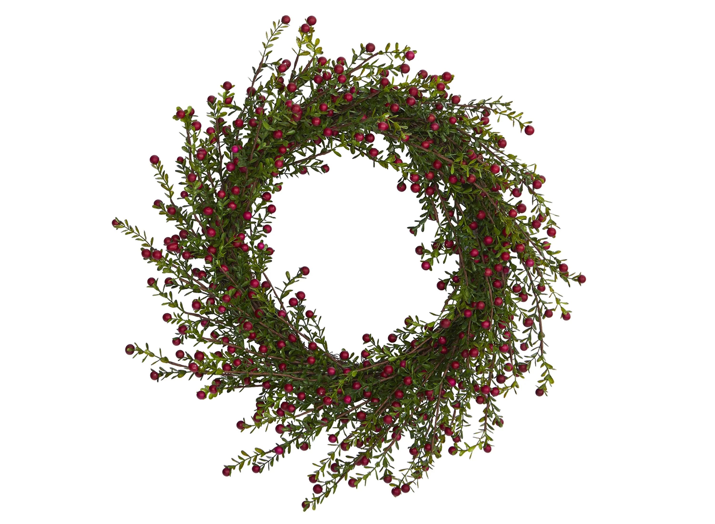 20 Boxwood and Berries Artificial Wreath