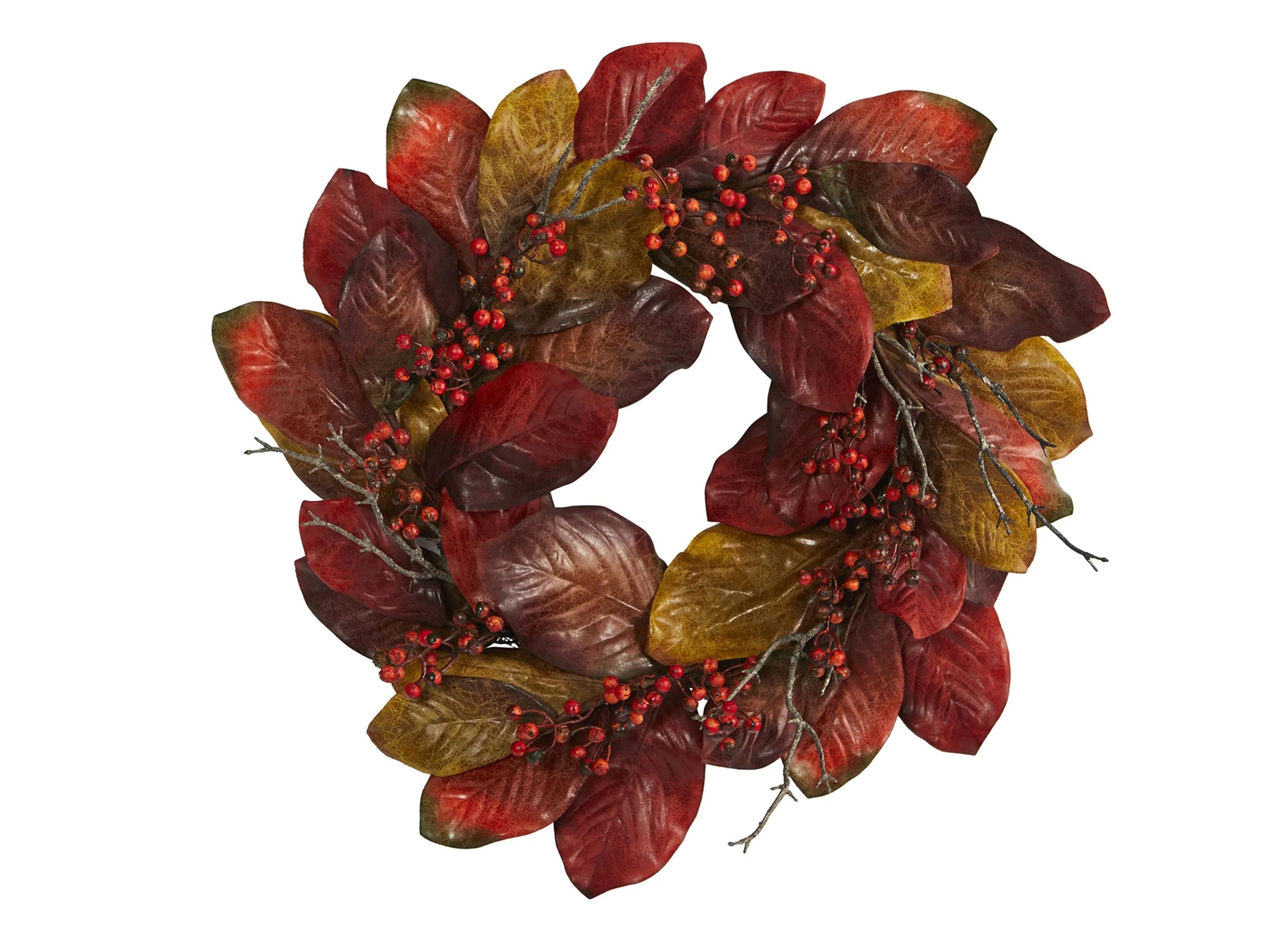 24 Leaf and Berries Artificial Wreath