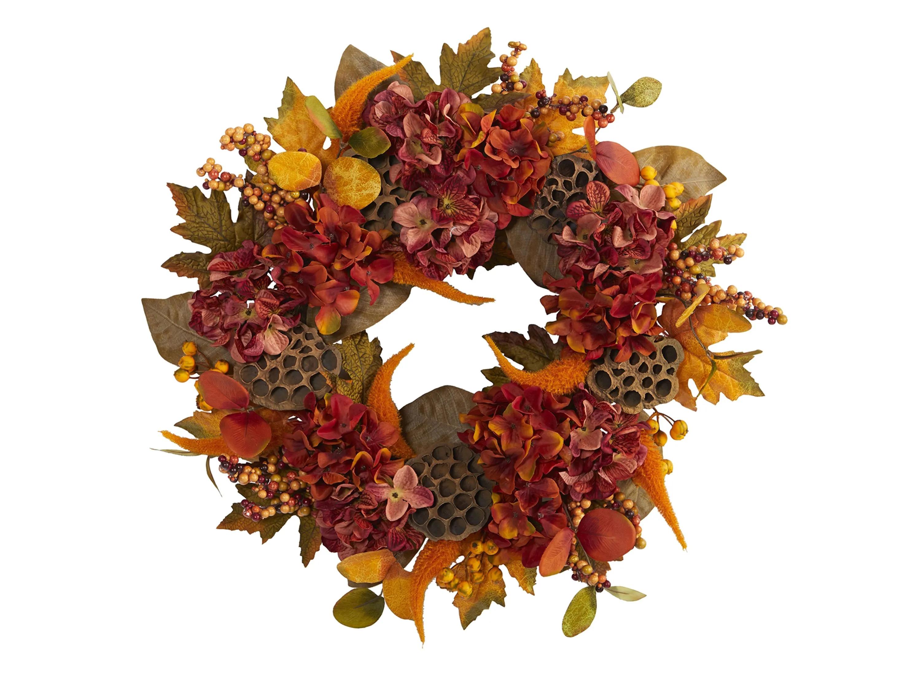 24 Hydrangea and Lotus Artificial Wreath