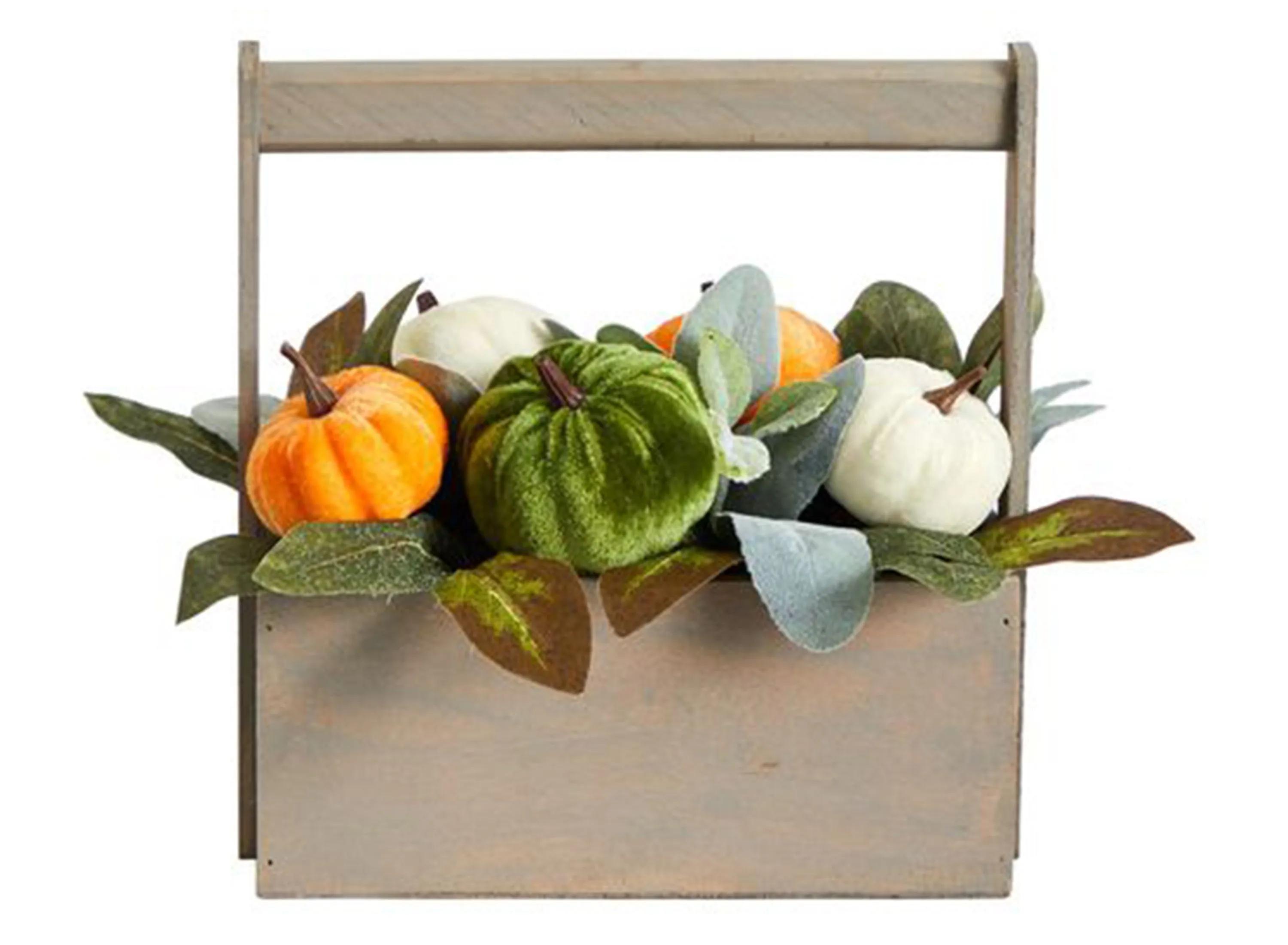10in. Wooden Basket Autumn Arrangement