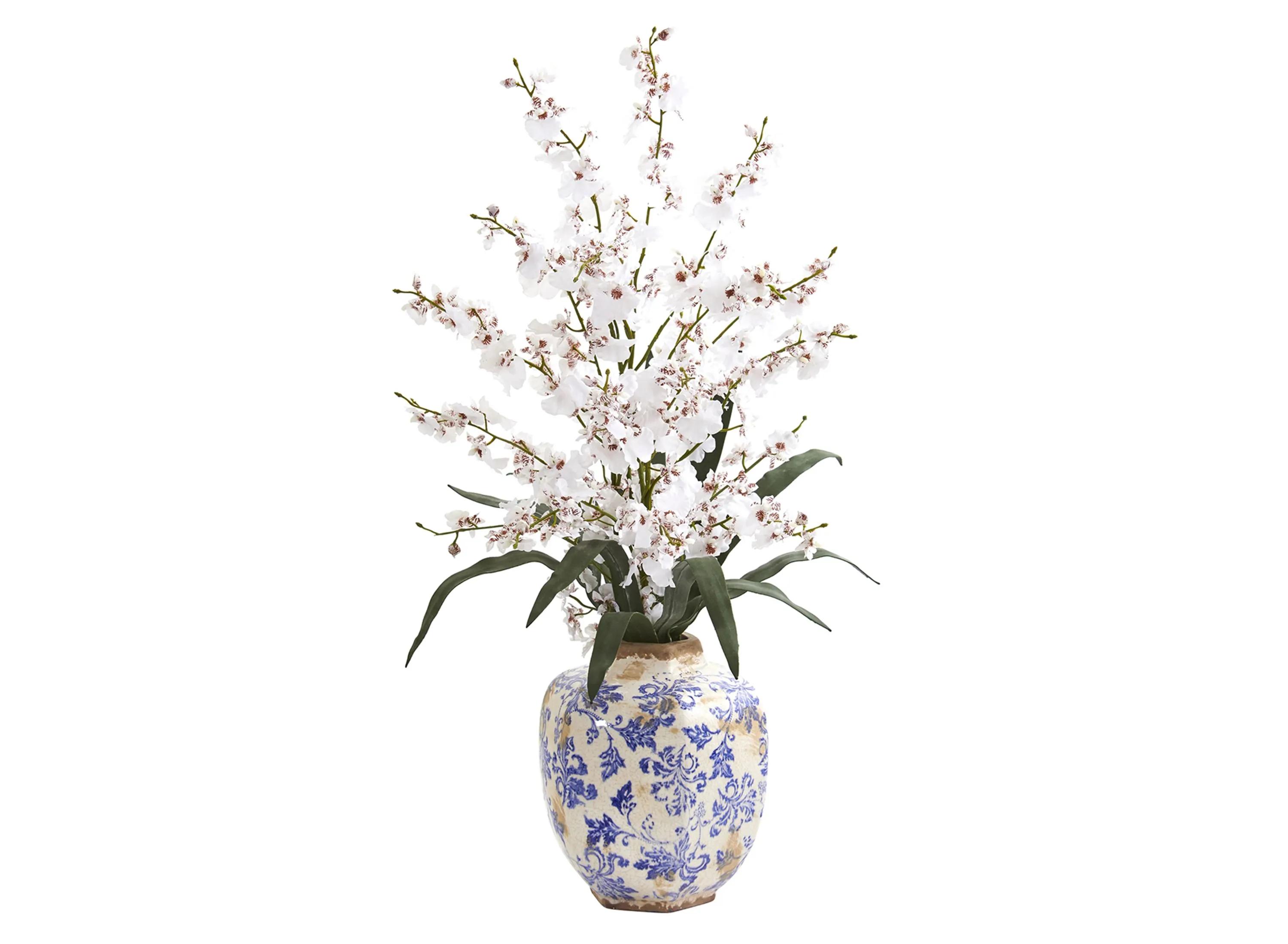 Dancing Lady Orchid Artificial Arrangement in Decorative Vase