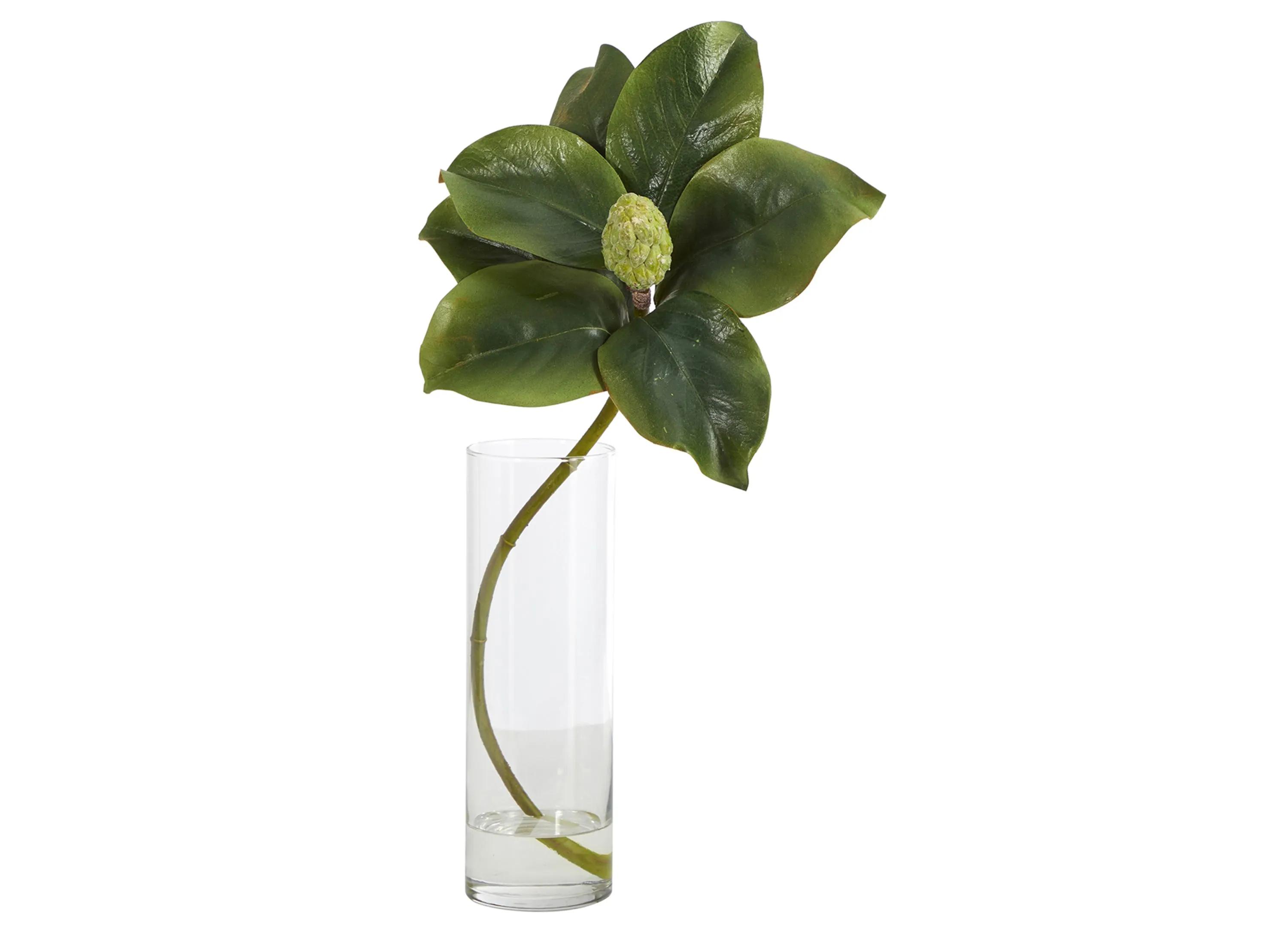 Magnolia Artificial Plant in Glass Planter