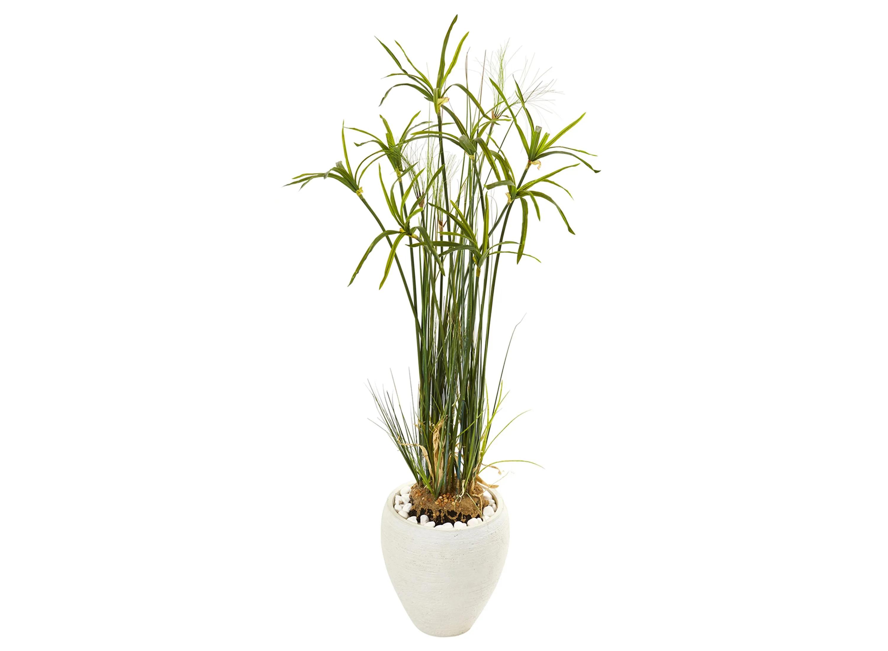 Papyrus Artificial Plant in White Planter