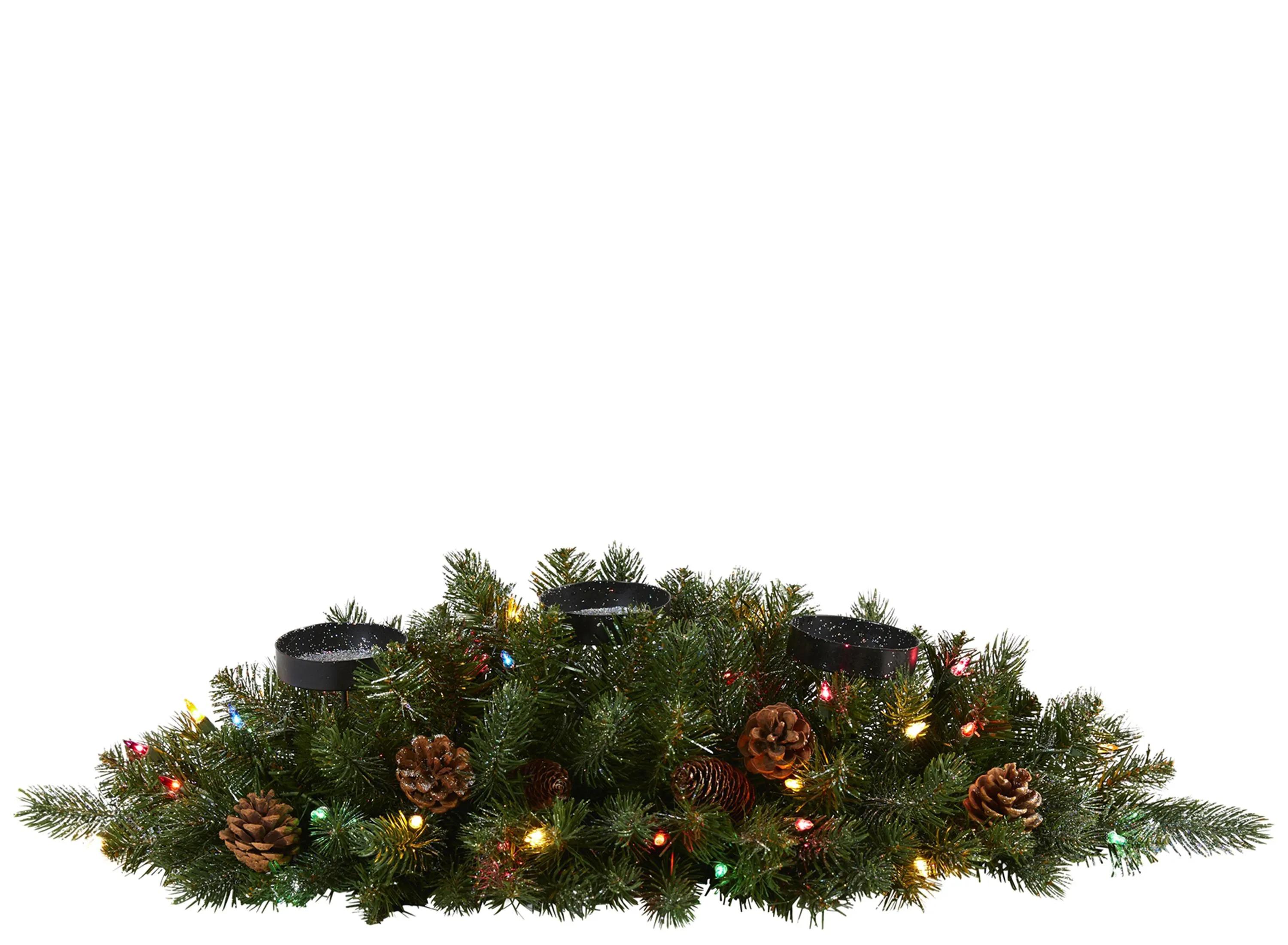 30 Artificial Christmas Triple Candelabrum with Multicolored Lights and 