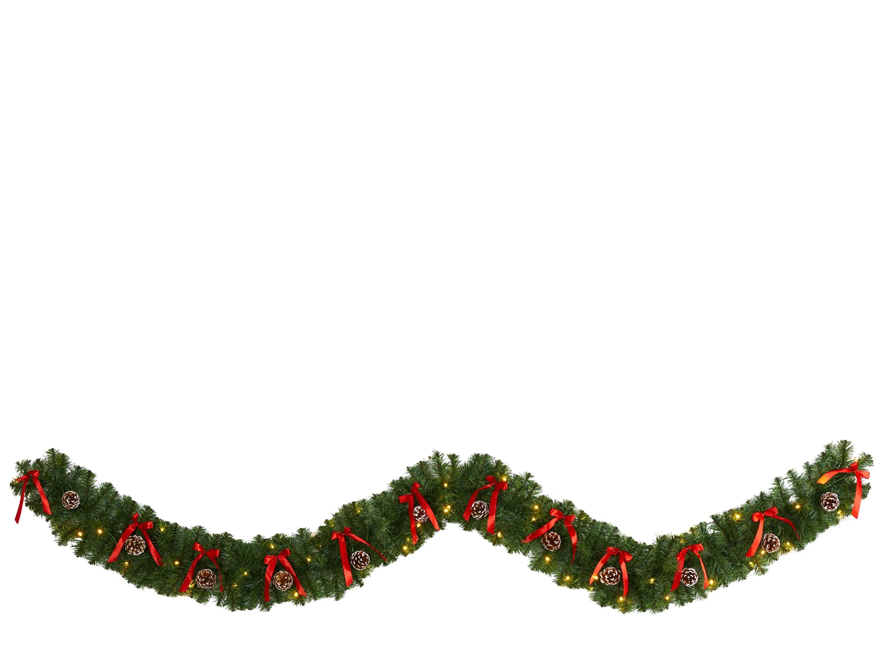 9ft. Pre-Lit Bow and Pinecone Artificial Christmas Garland