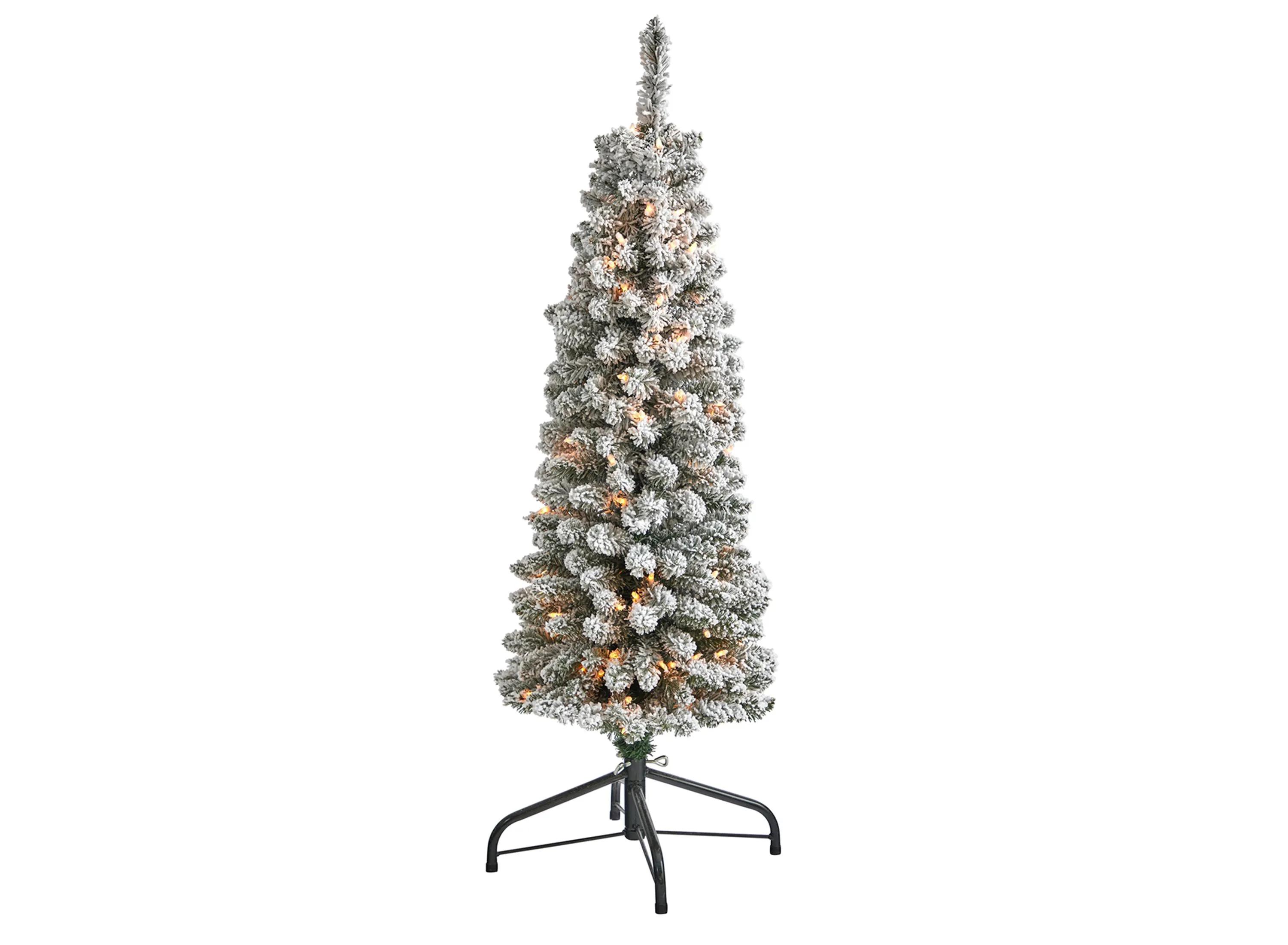 4ft. Pre-Lit Flocked Pencil Artificial Christmas Tree