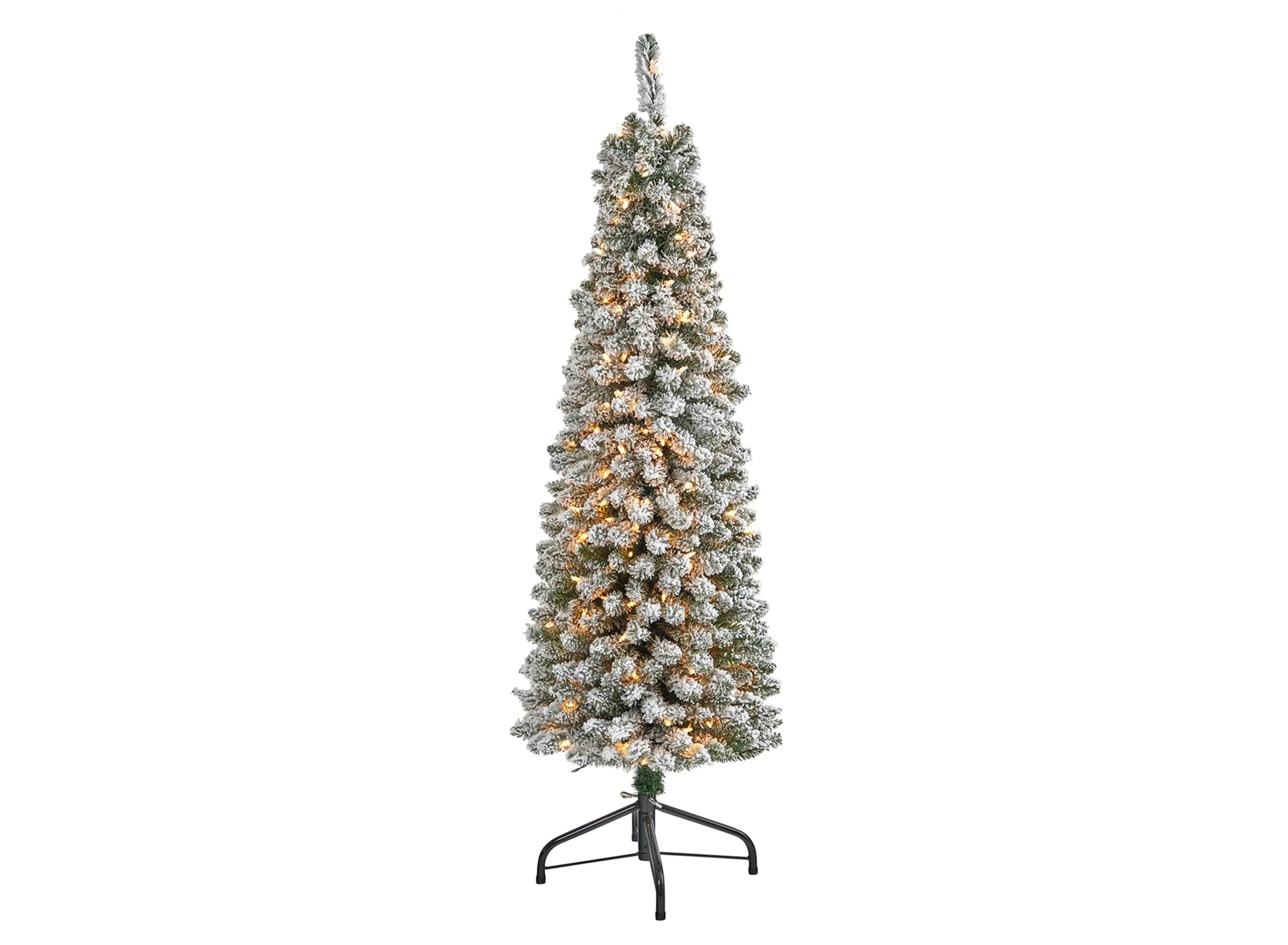5ft. Pre-Lit Flocked Pencil Artificial Christmas Tree