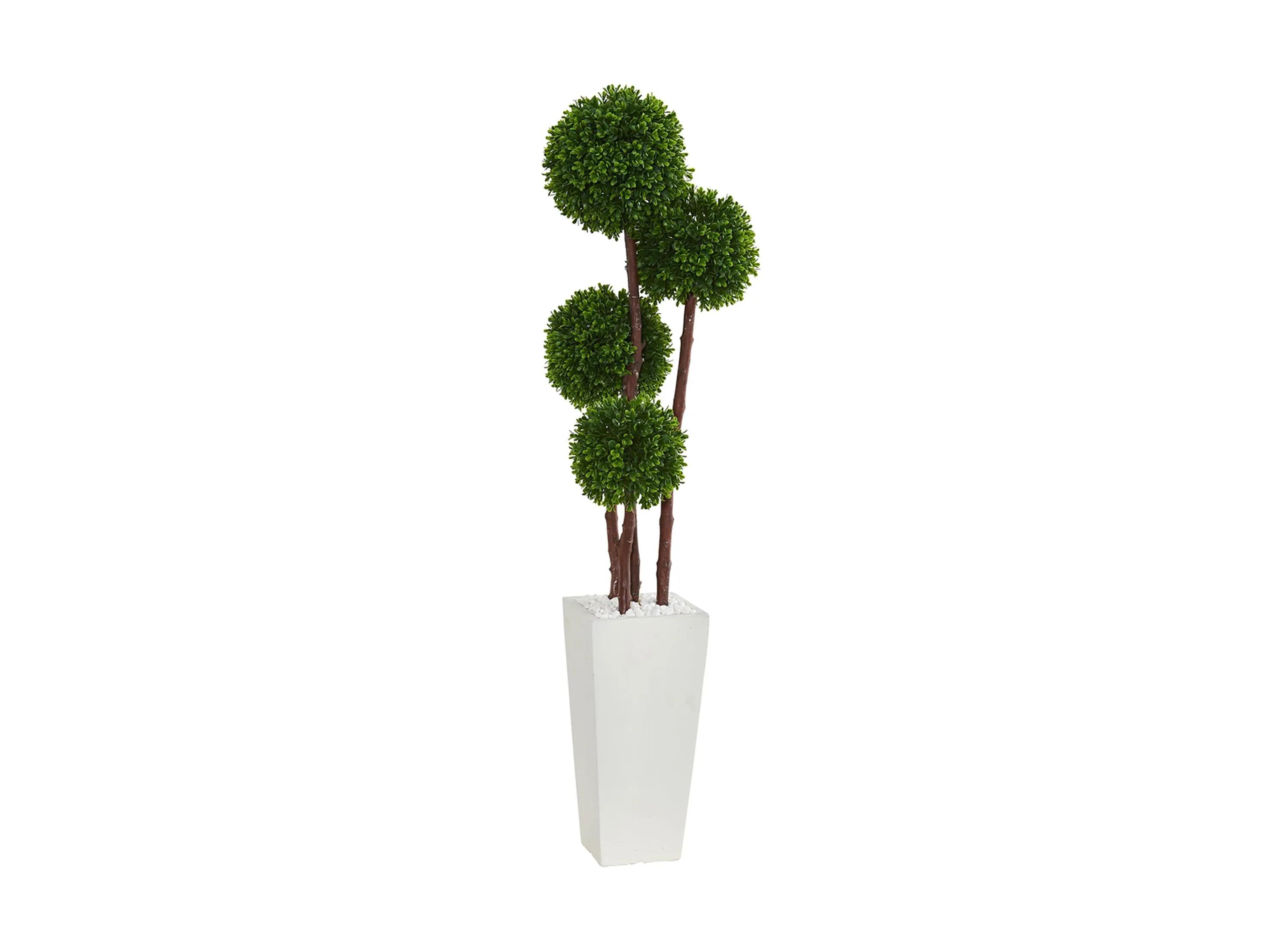 4ft. Boxwood Topiary Artificial Tree in Planter UV Resistant (Indoor/Outdoo