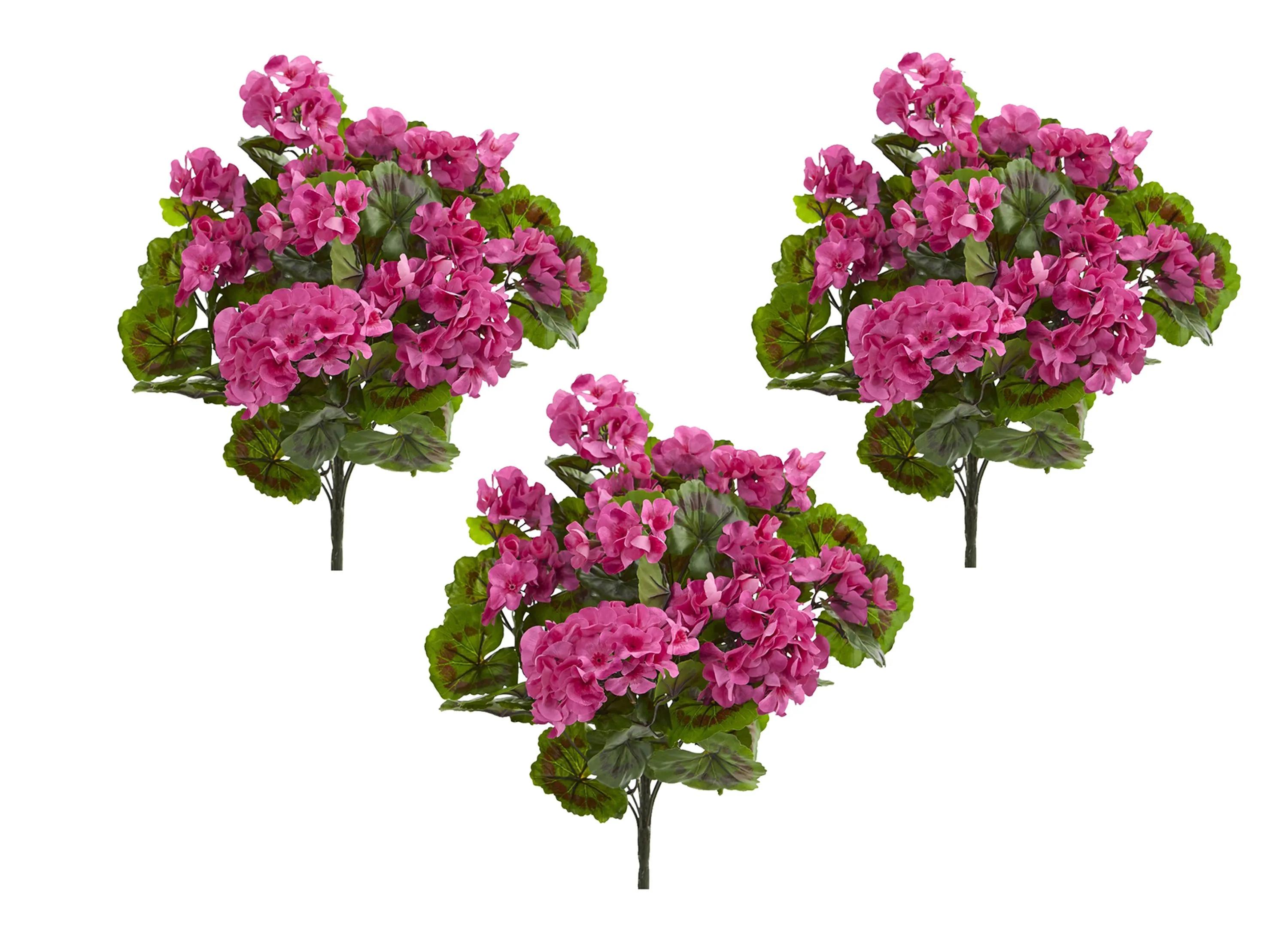 Geranium Artificial Bush (Set of 3) (Indoor/Outdoor)