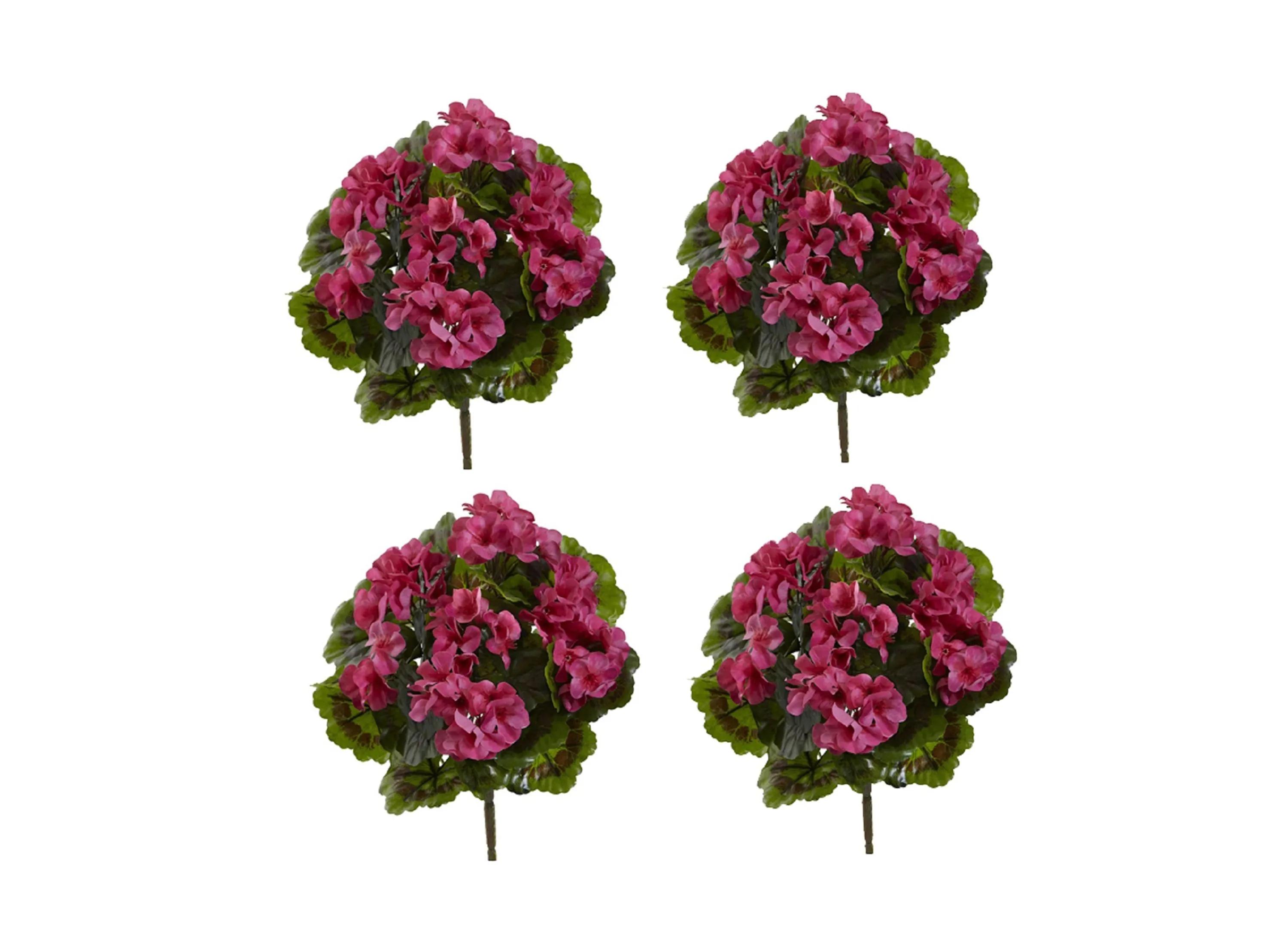Geranium Artificial Bush (Set of 4) (Indoor/Outdoor)