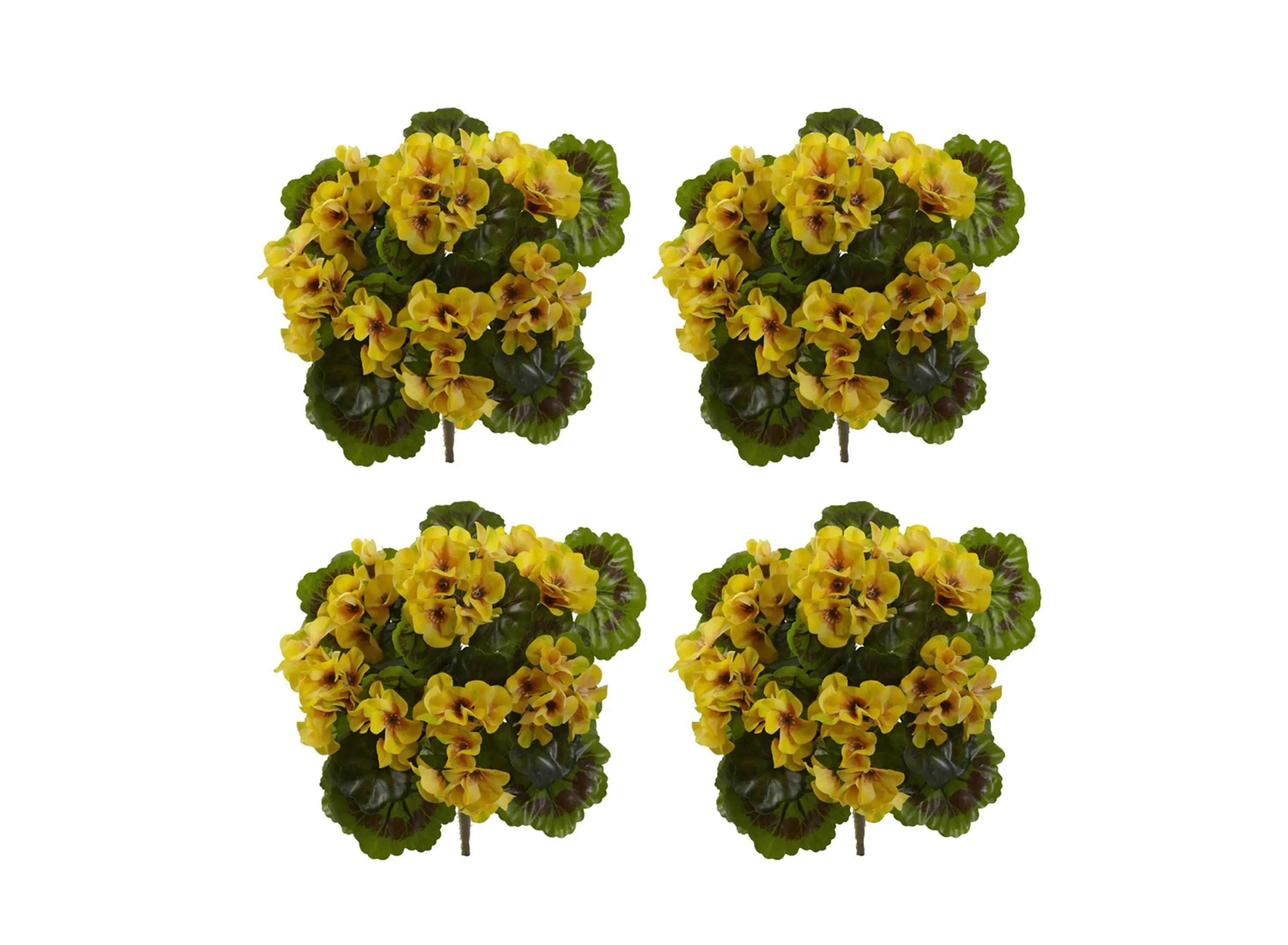 Geranium Artificial Bush (Set of 4) (Indoor/Outdoor)