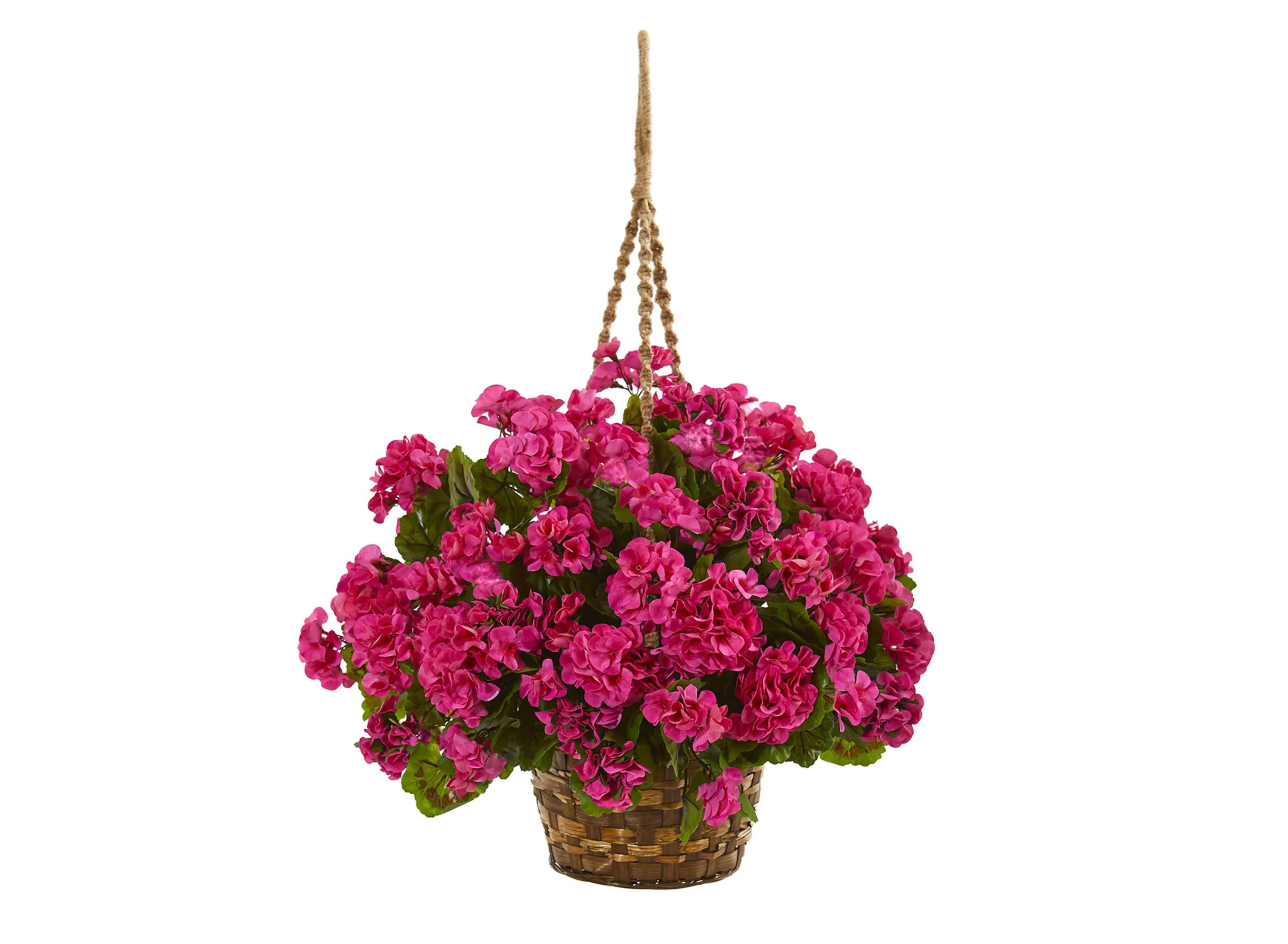 Geranium Hanging Basket Artificial Plant (Indoor/Outdoor)
