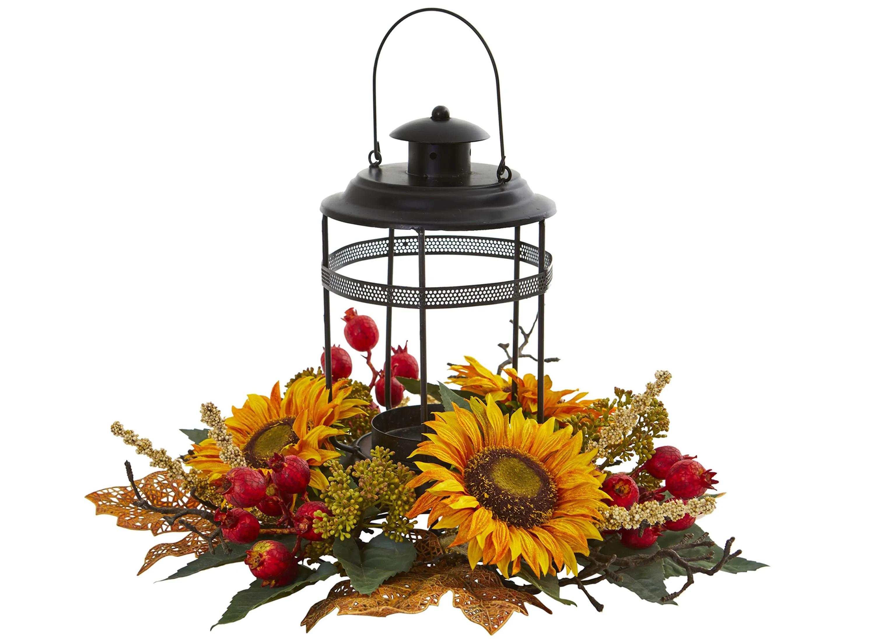 Sunflower Berry Artificial Arrangement Candelabrum