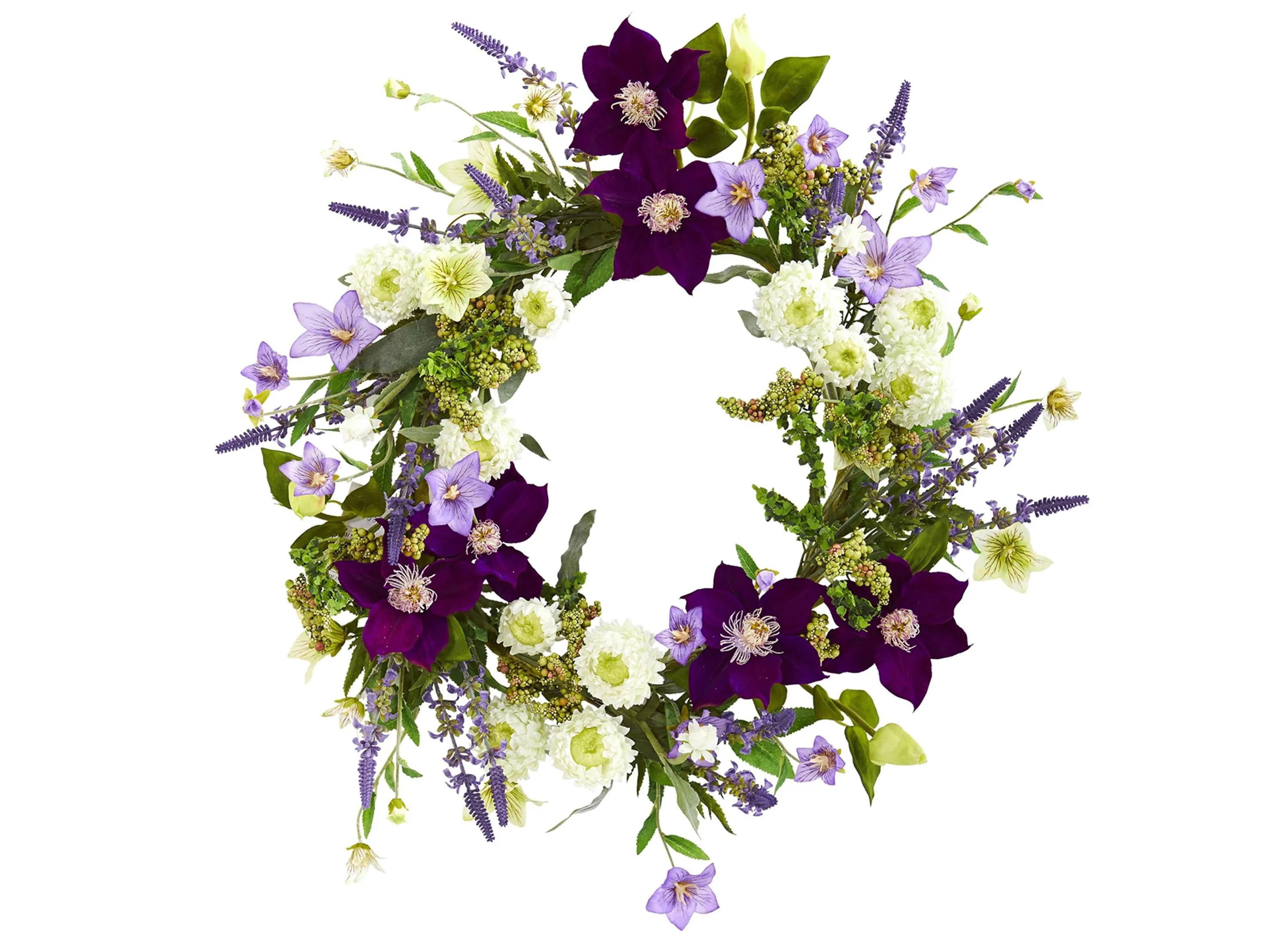 140170200 22in. Mixed Flower Artificial Wreath sku 140170200