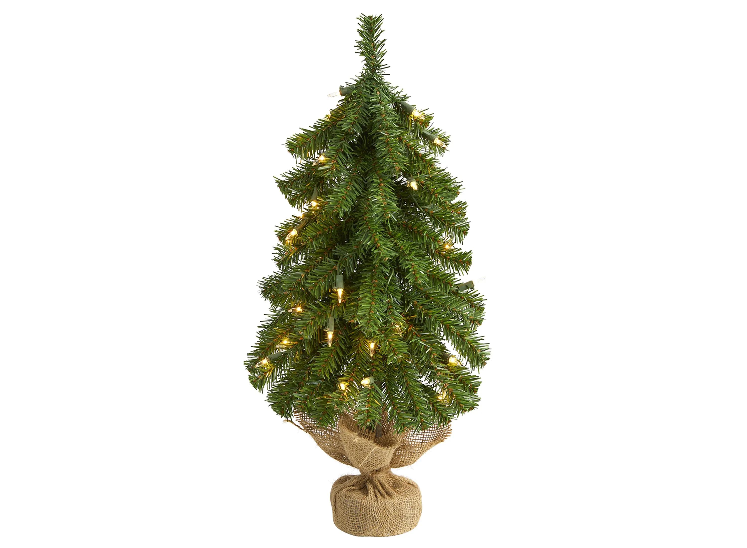 2ft. Pre-Lit Alpine Artificial Christmas Tree w/ Burlap Planter